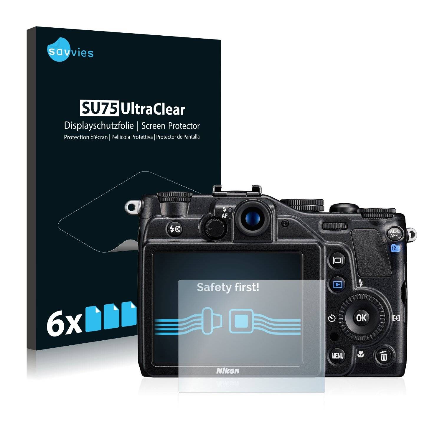 6x Savvies SU75 Displayschutzfolie für Nikon Coolpix