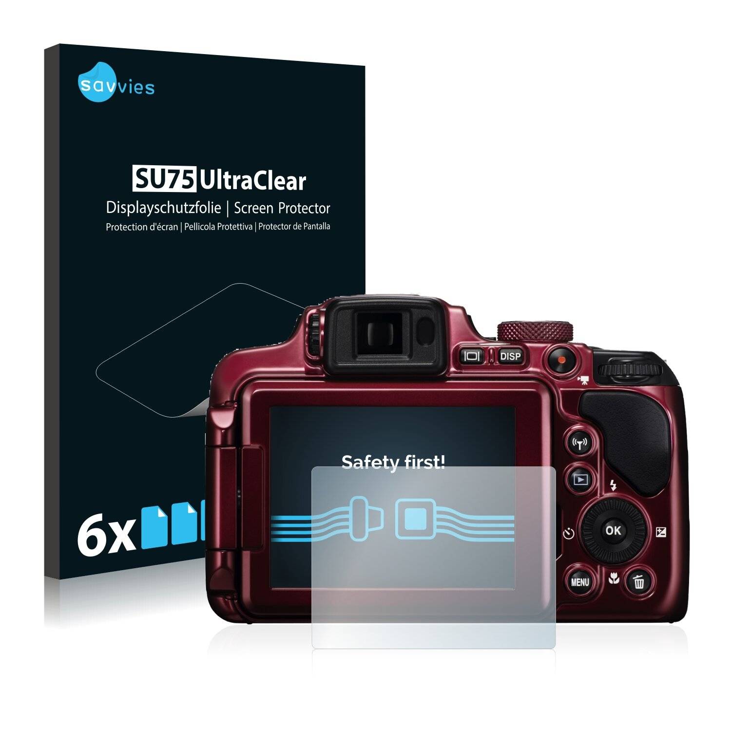 6x Savvies SU75 Displayschutzfolie für Nikon Coolpix