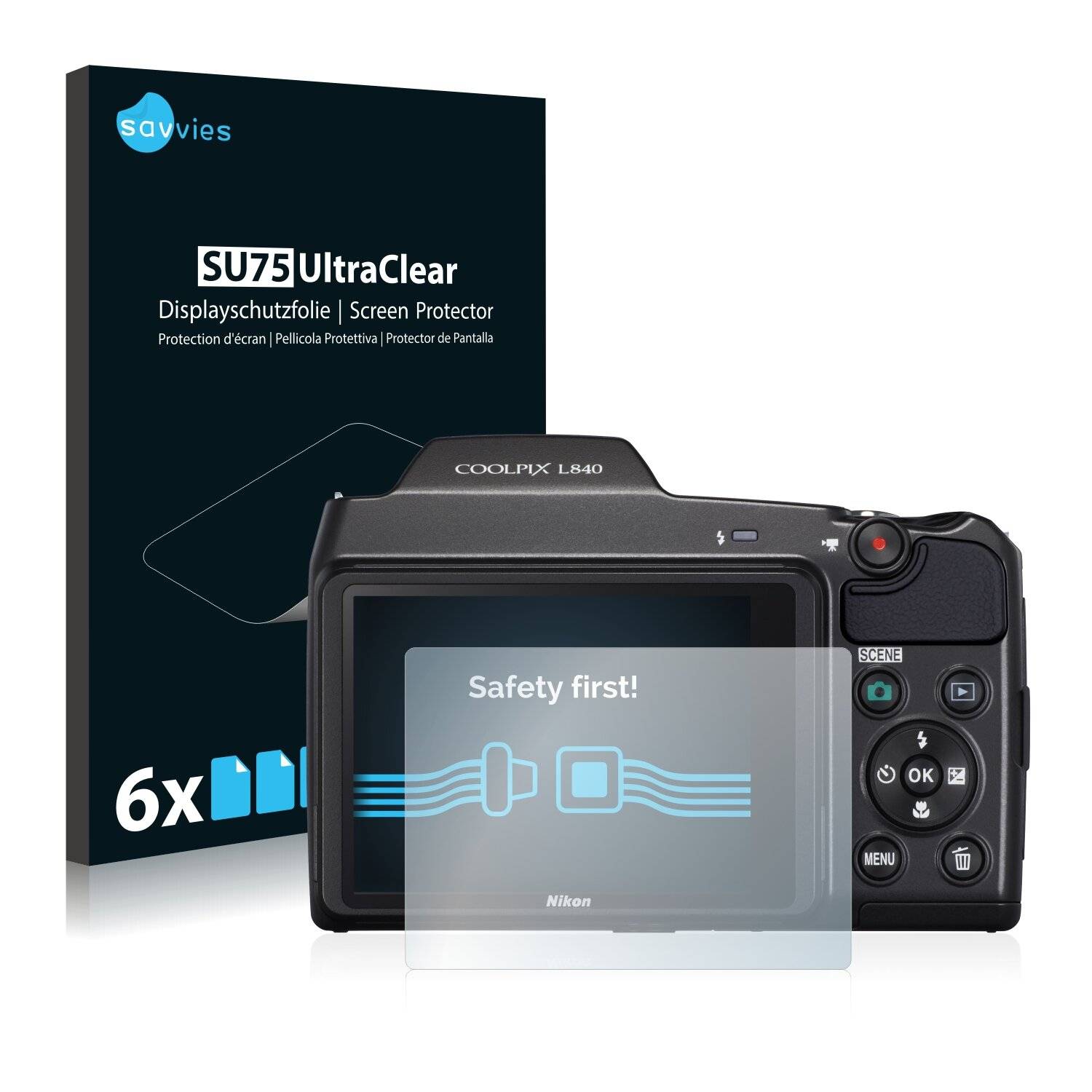 6x Savvies SU75 Displayschutzfolie für Nikon Coolpix