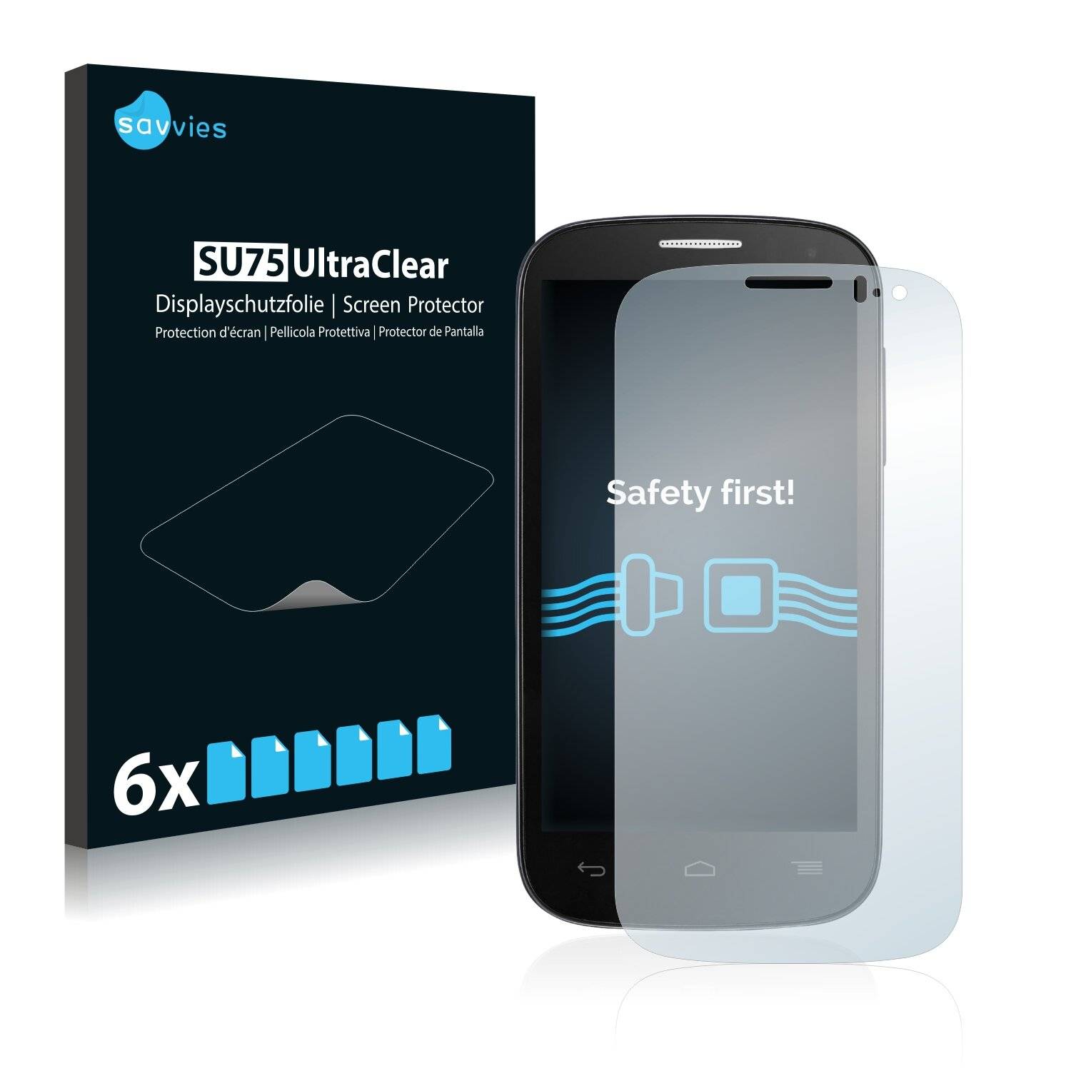 6x Savvies SU75 Displayschutzfolie für Alcatel One Touch Pop C5