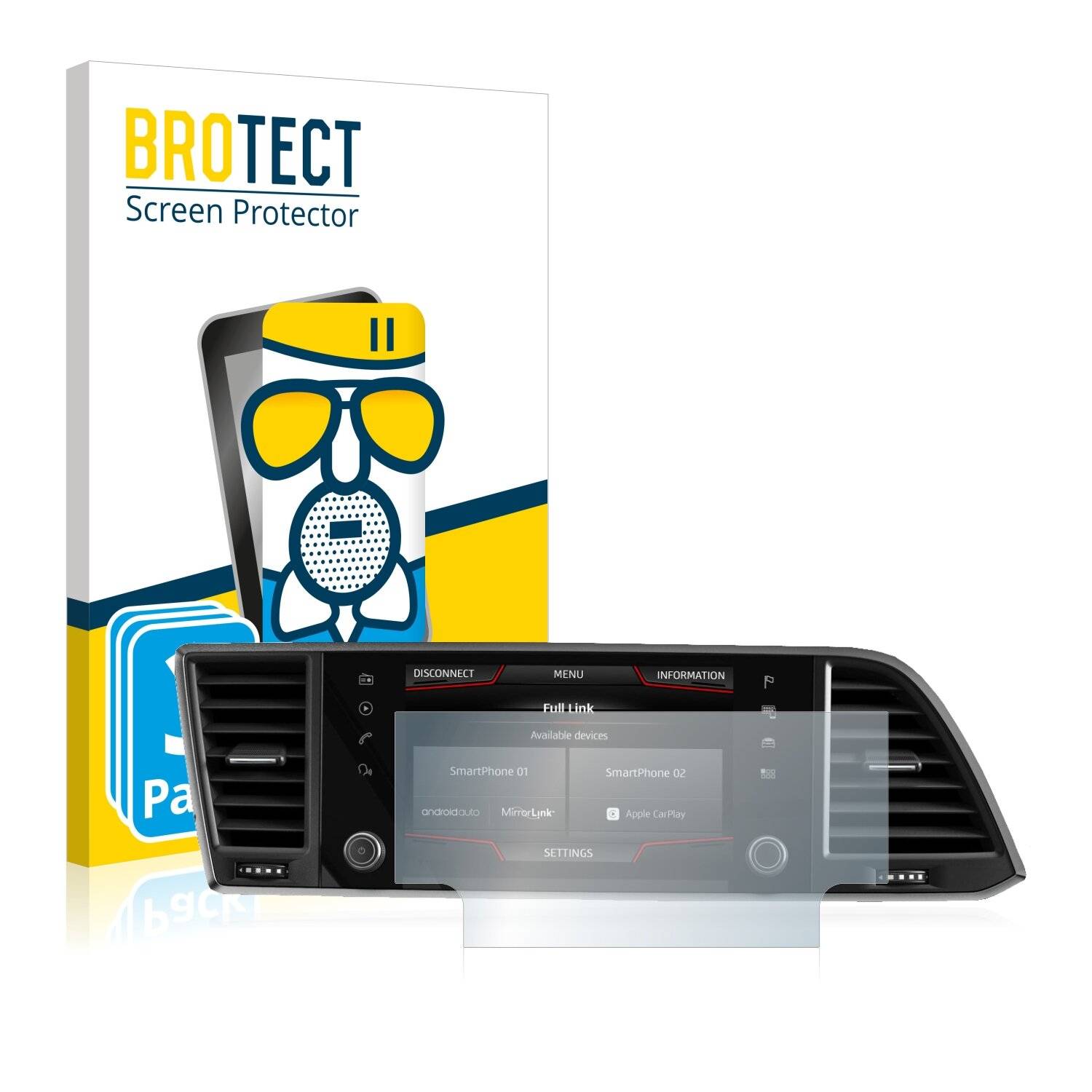 3x BROTECT AirGlass Matte Schutzglas Folie für Seat Ateca 2020 Media System