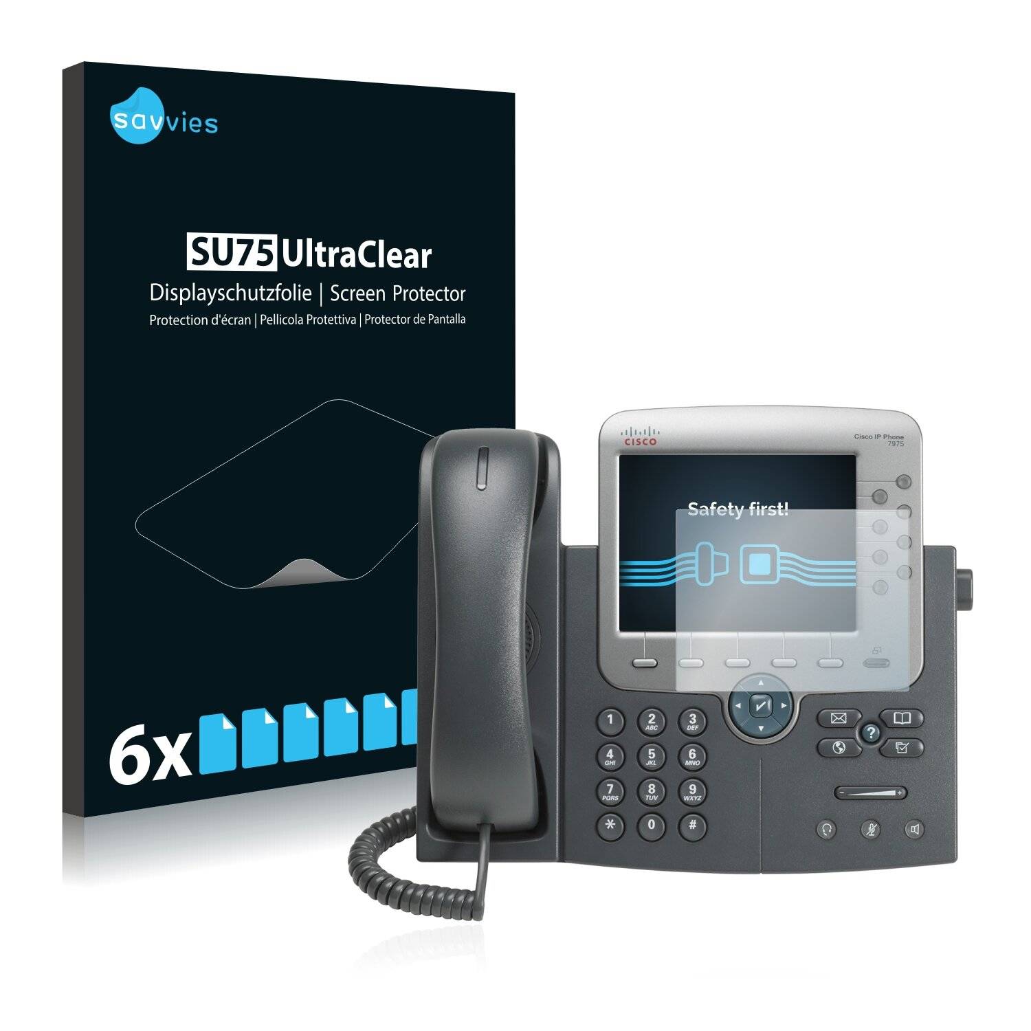 6x Savvies SU75 Displayschutzfolie für Cisco Unified IP Phone