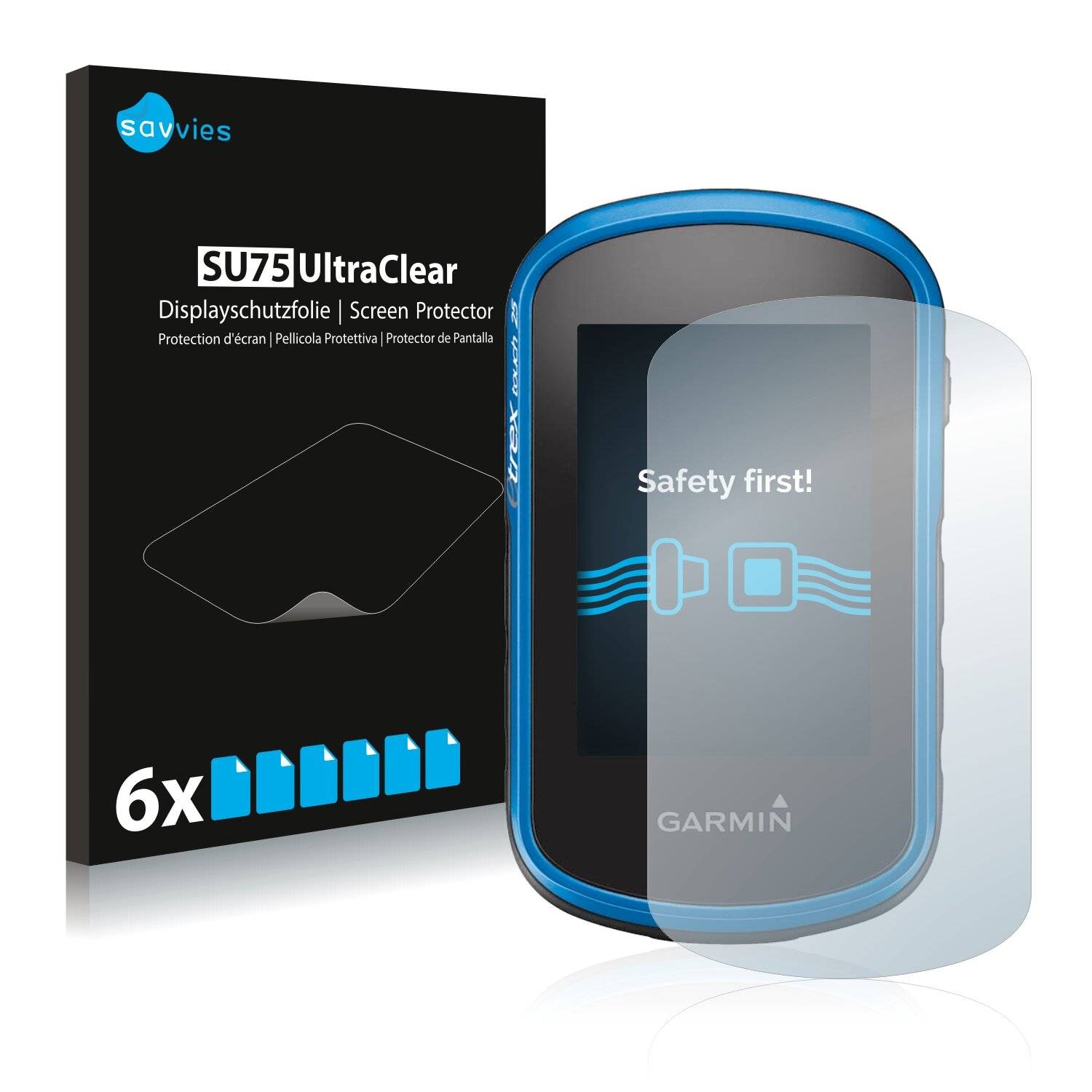 6x Savvies SU75 Displayschutzfolie für Garmin eTrex Touch