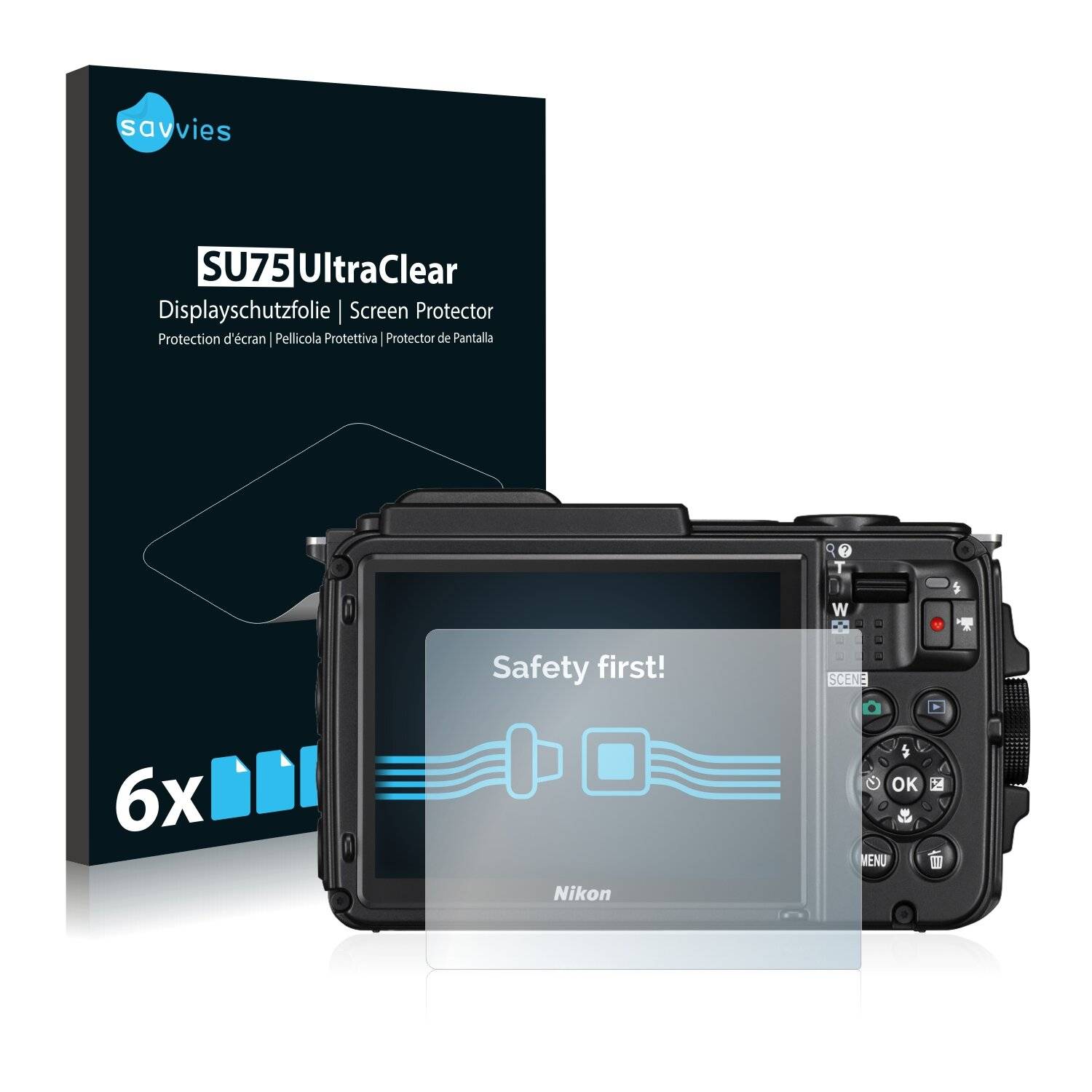 6x Savvies SU75 Displayschutzfolie für Nikon Coolpix