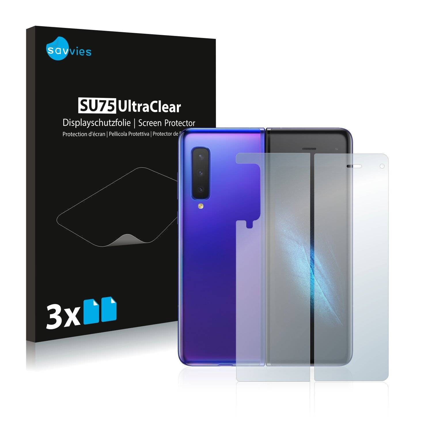 6x Savvies SU75 Displayschutzfolie für Samsung Galaxy Fold (Vorder +