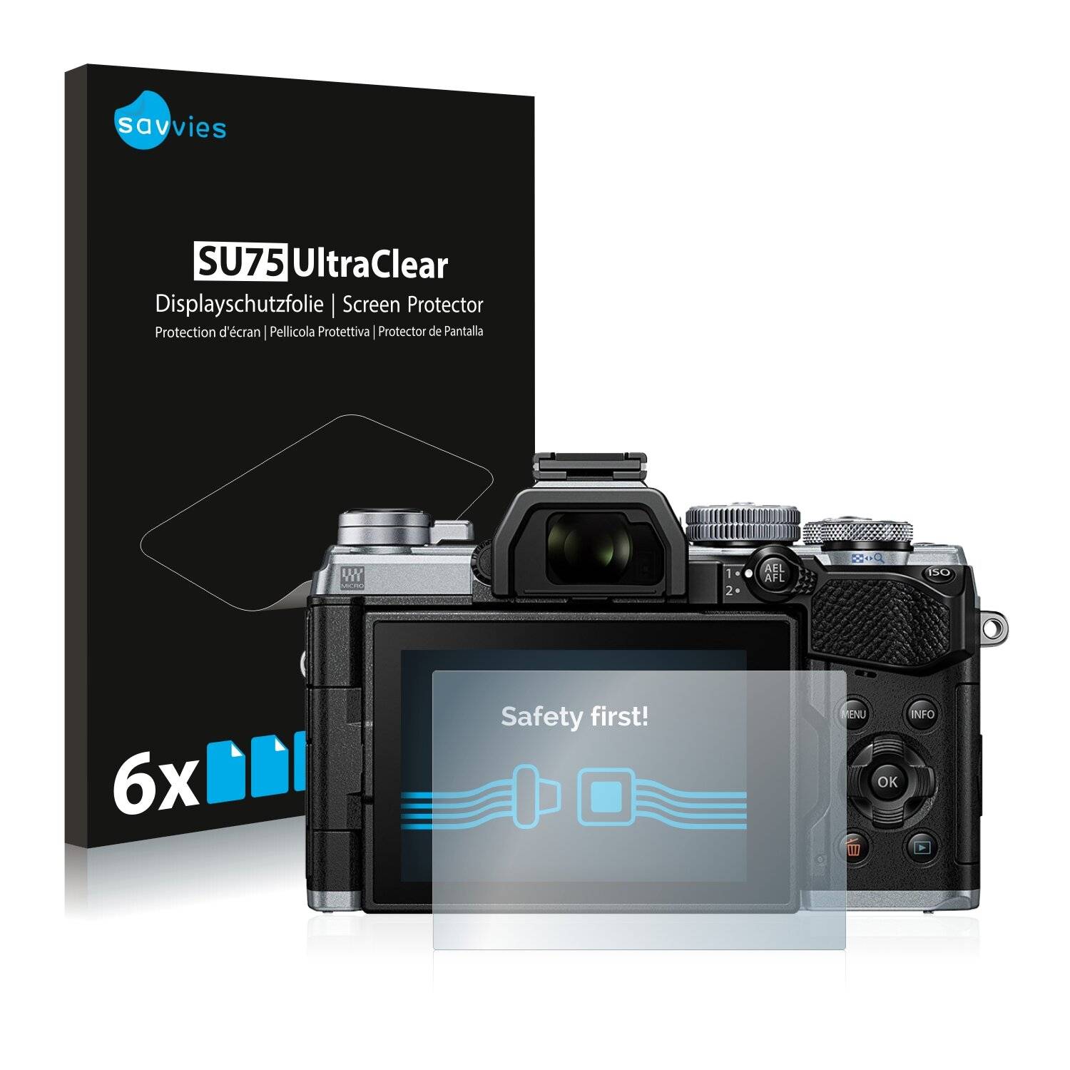 6x Savvies SU75 Displayschutzfolie für Olympus OM-D E-M5 Mark