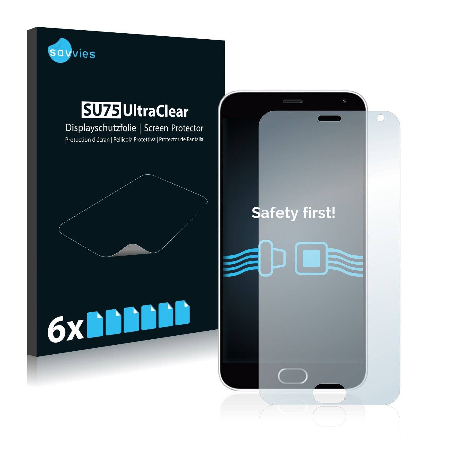 6x Savvies SU75 Displayschutzfolie für Meizu M2