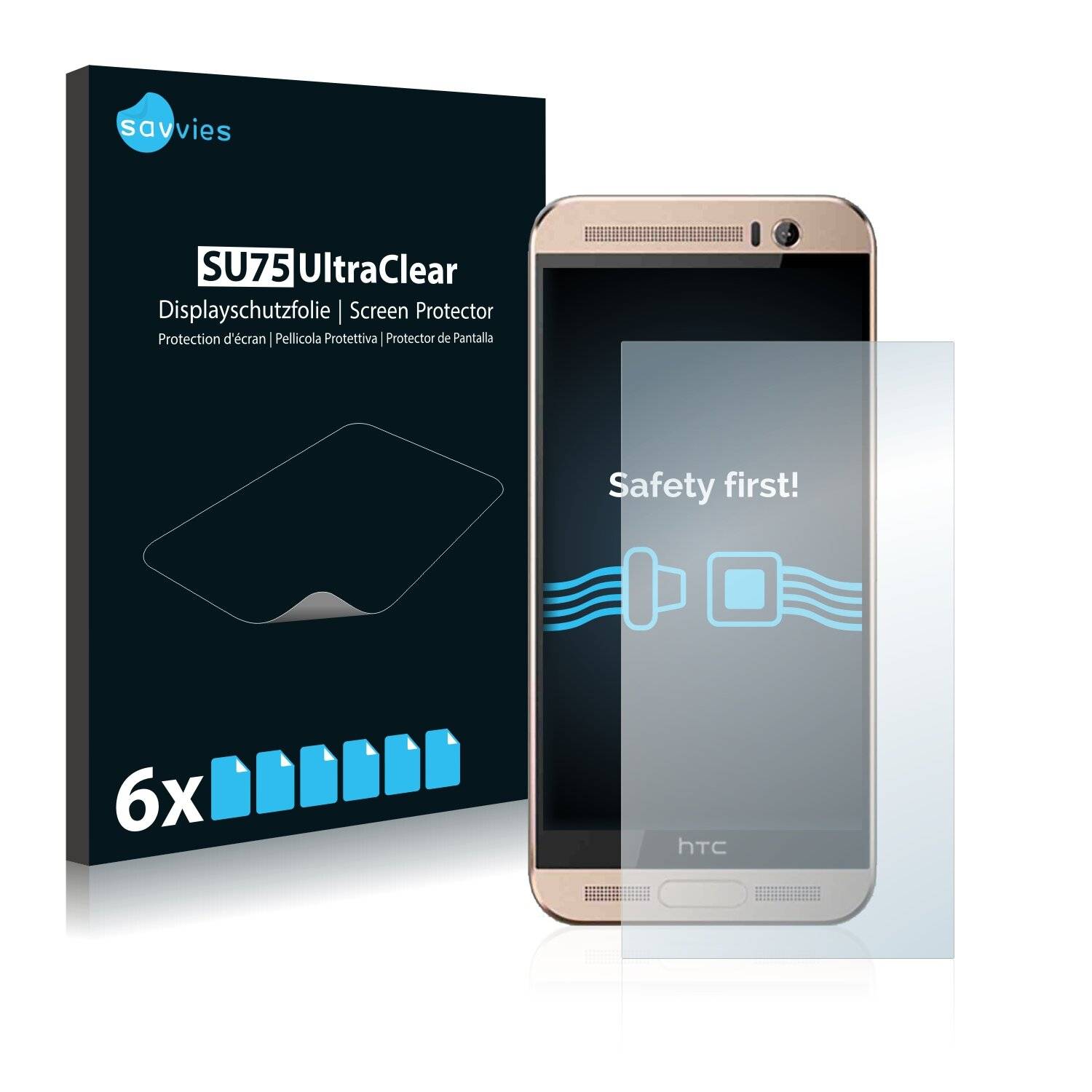 6x Savvies SU75 Displayschutzfolie für HTC One