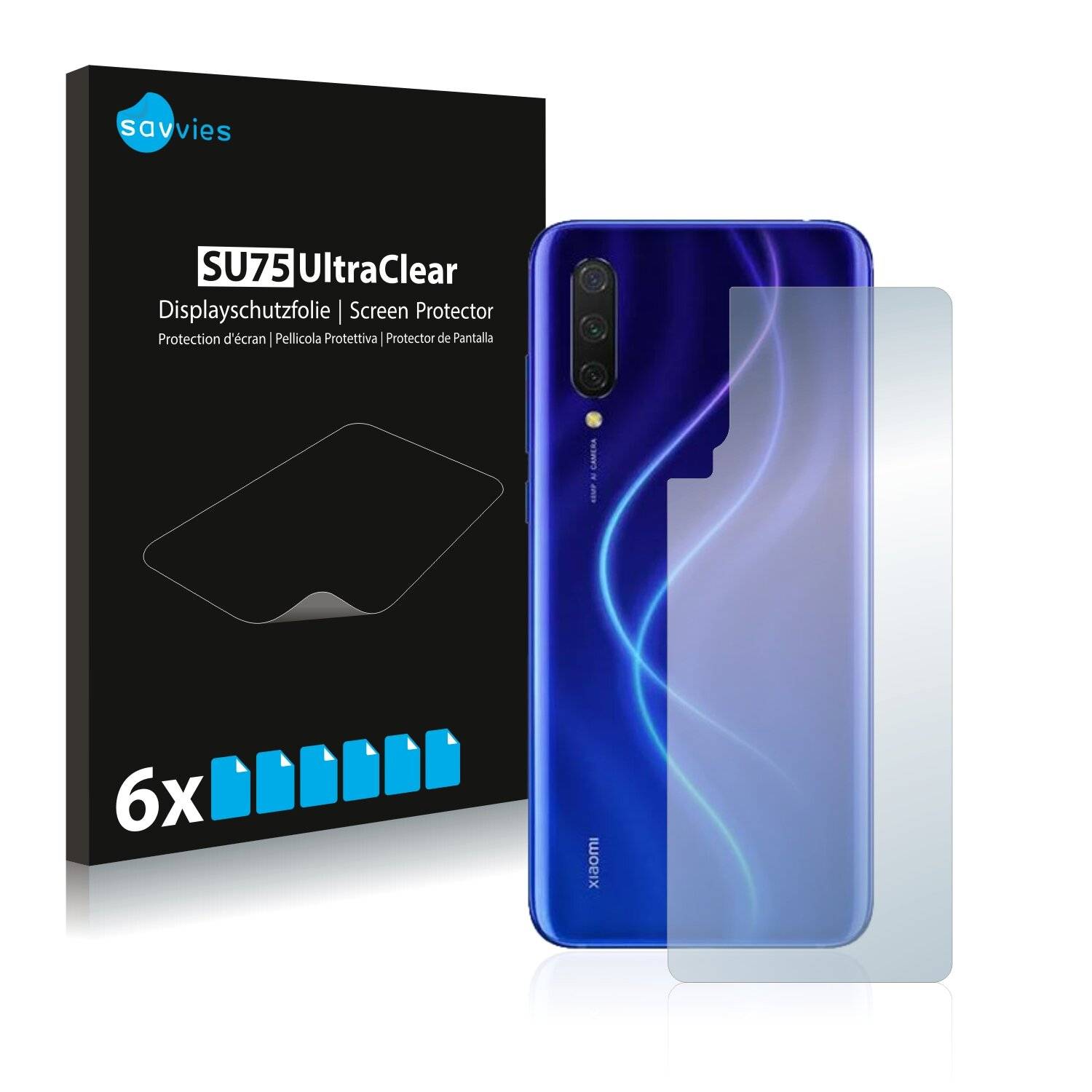 6x Savvies SU75 Displayschutzfolie für Xiaomi Mi 9 Lite
