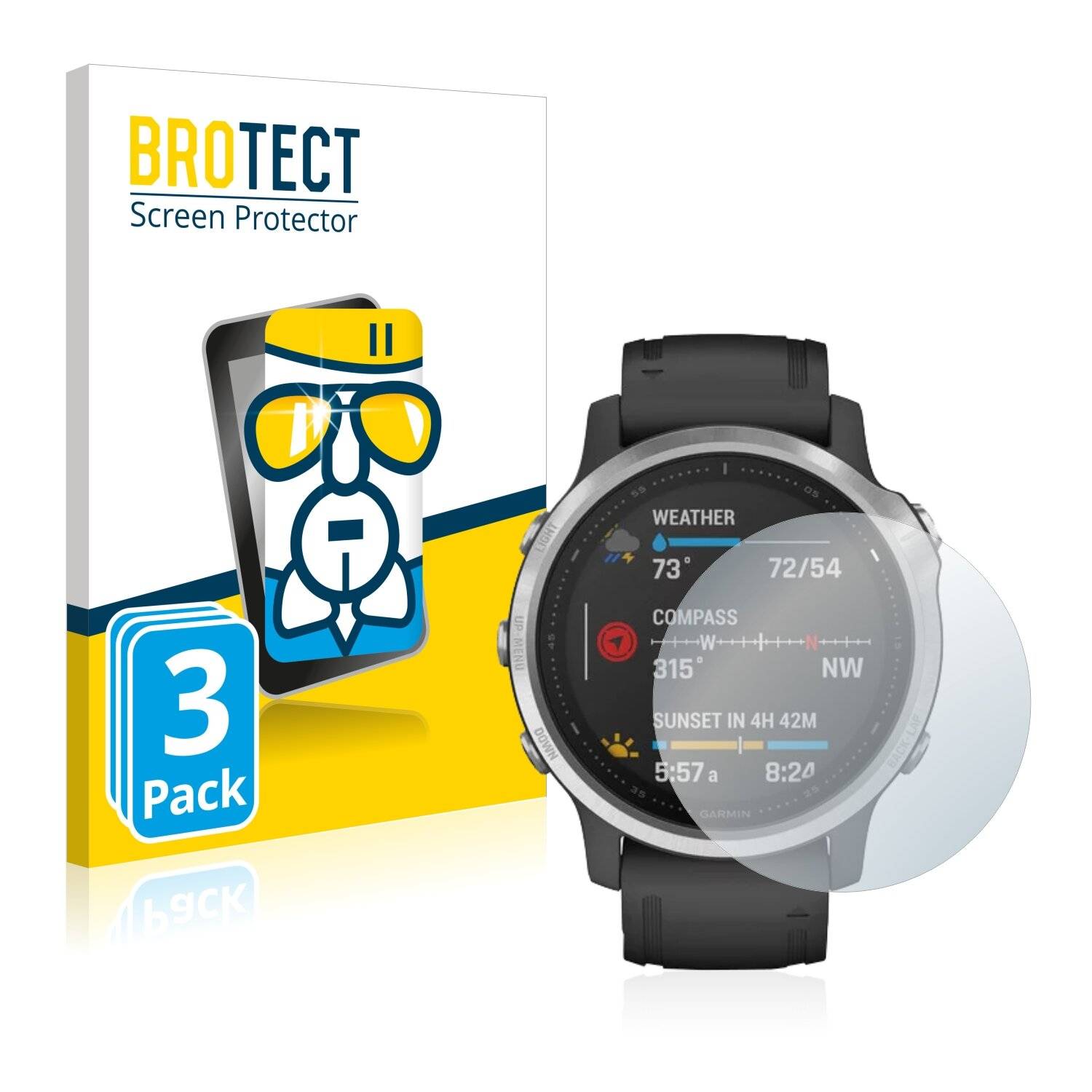 3x BROTECT AirGlass Schutzglas Folie für Garmin Fenix