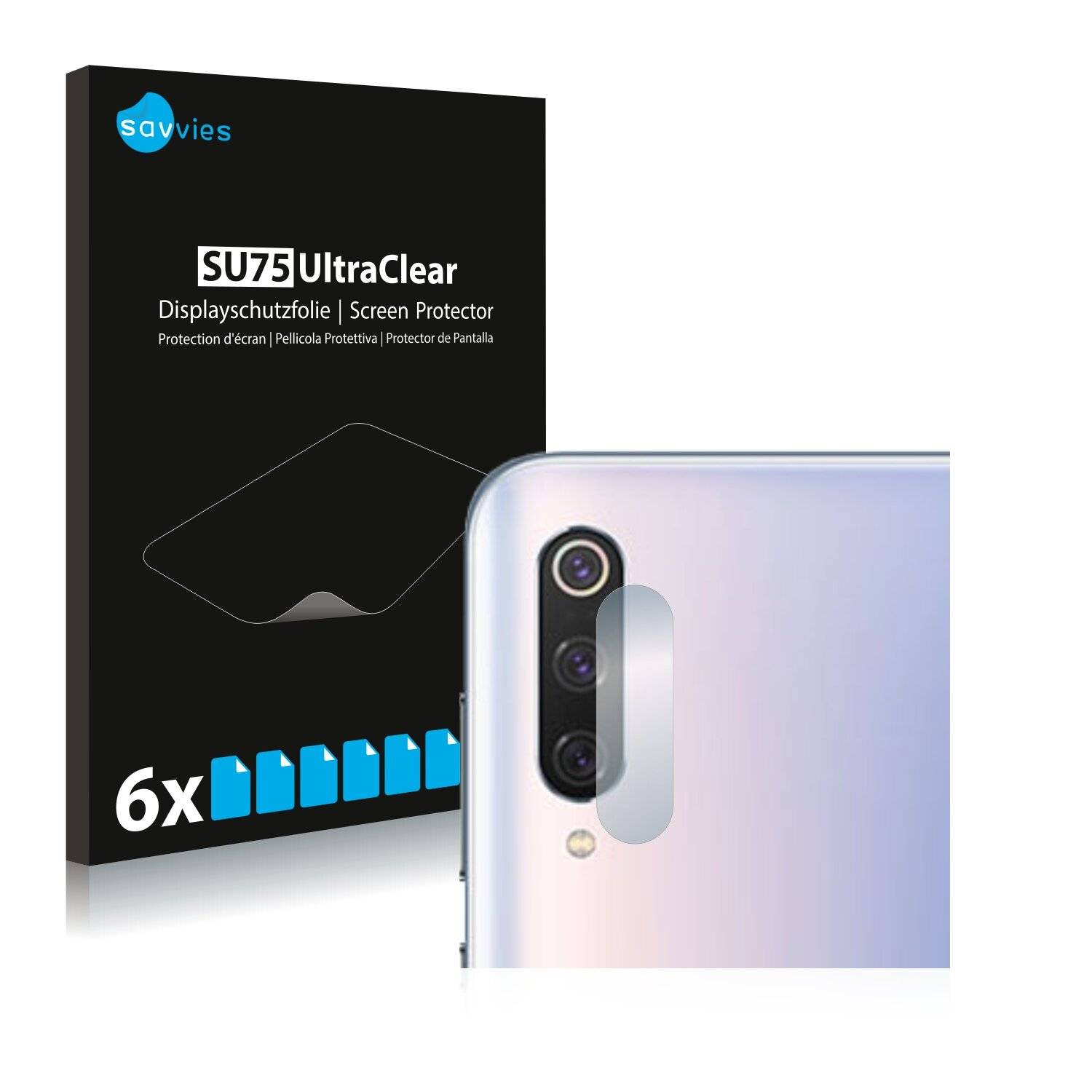 6x Savvies SU75 Displayschutzfolie für Xiaomi Mi 9 Pro (NUR