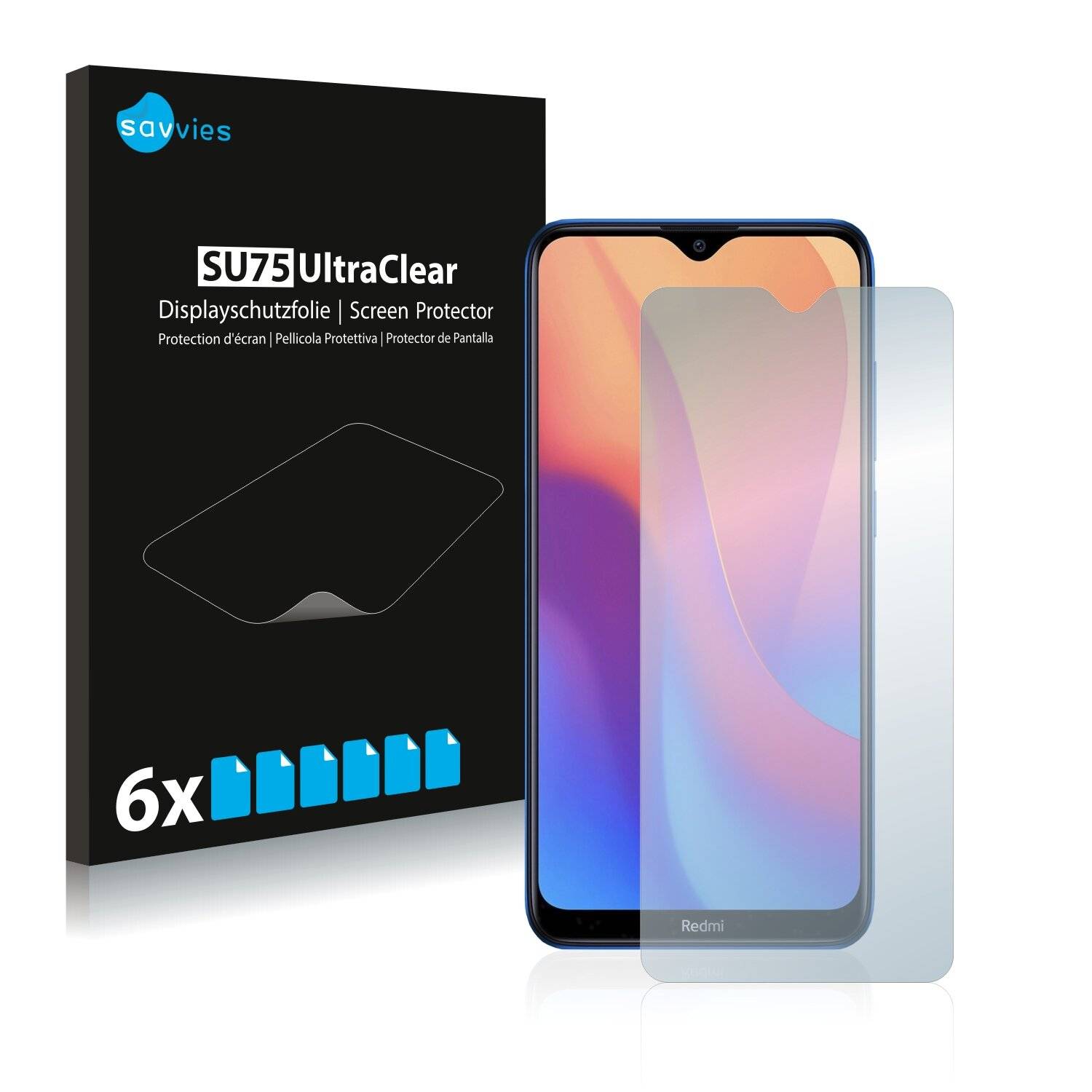 6x Savvies SU75 Displayschutzfolie für Xiaomi Redmi