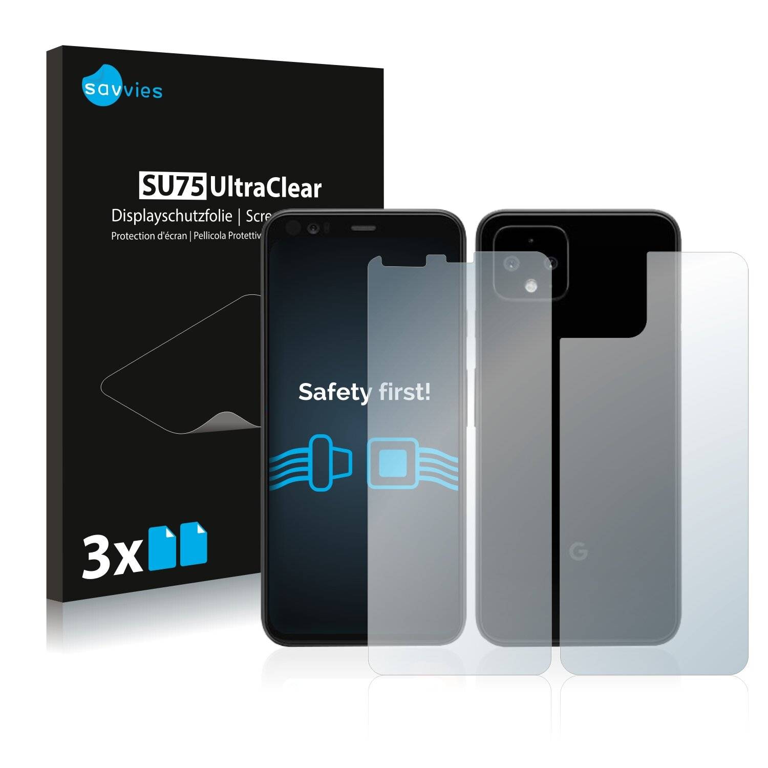 6x Savvies SU75 Displayschutzfolie für Google Pixel 4 (Vorder +