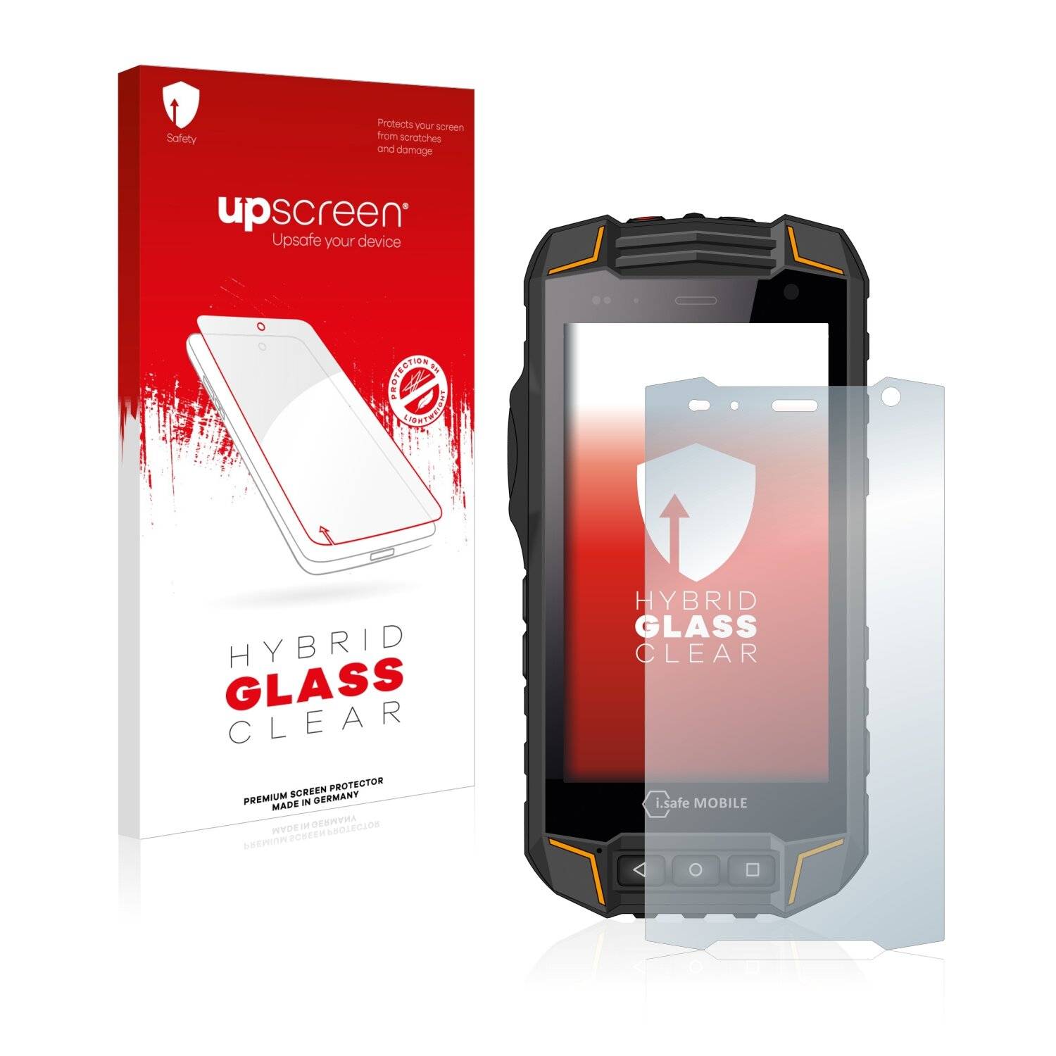 upscreen Hybrid Glass Clear Premium Schutzglas Folie für i.safe Mobile