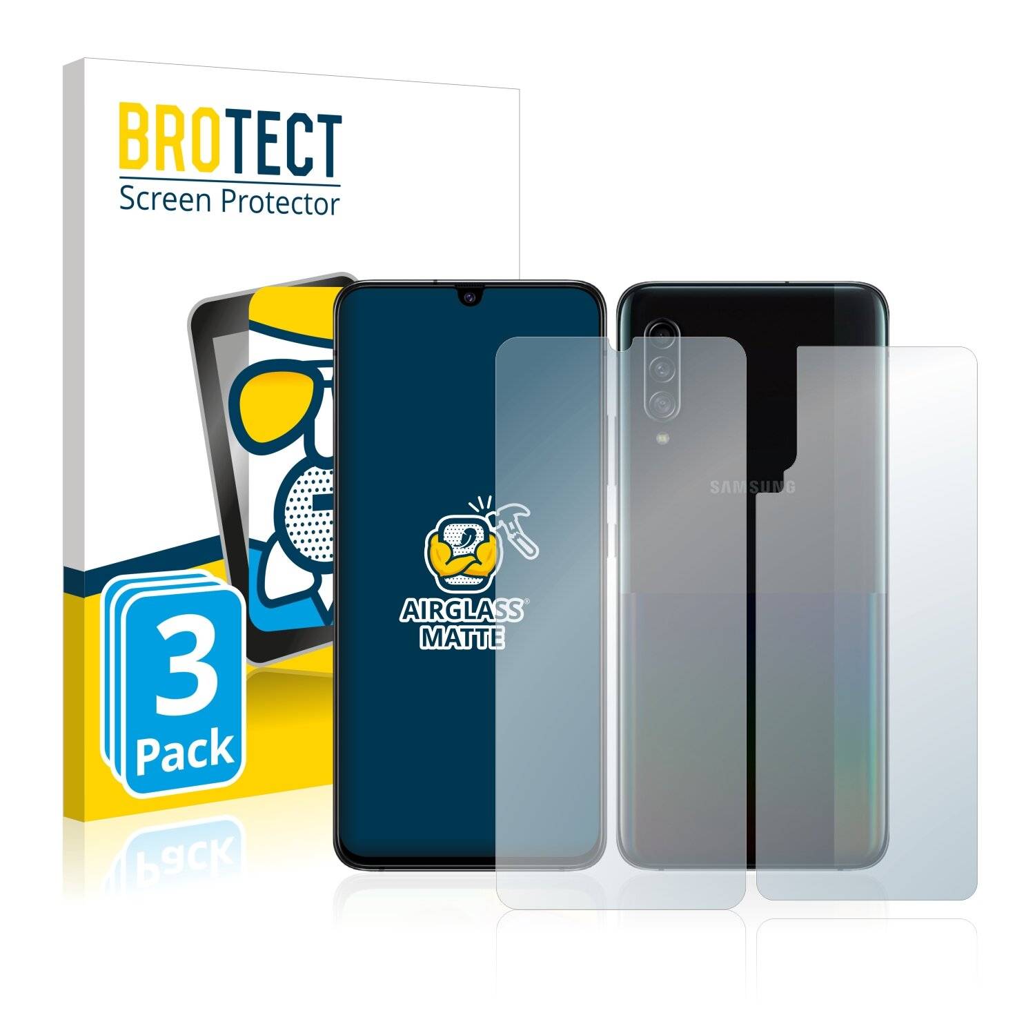 3x BROTECT AirGlass Matte Schutzglas Folie für Samsung Galaxy A90 5G (Vorder +