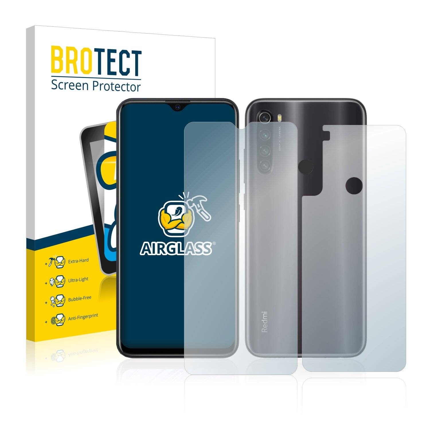 BROTECT AirGlass Schutzglas Folie für Xiaomi Redmi Note 8T (Vorder +