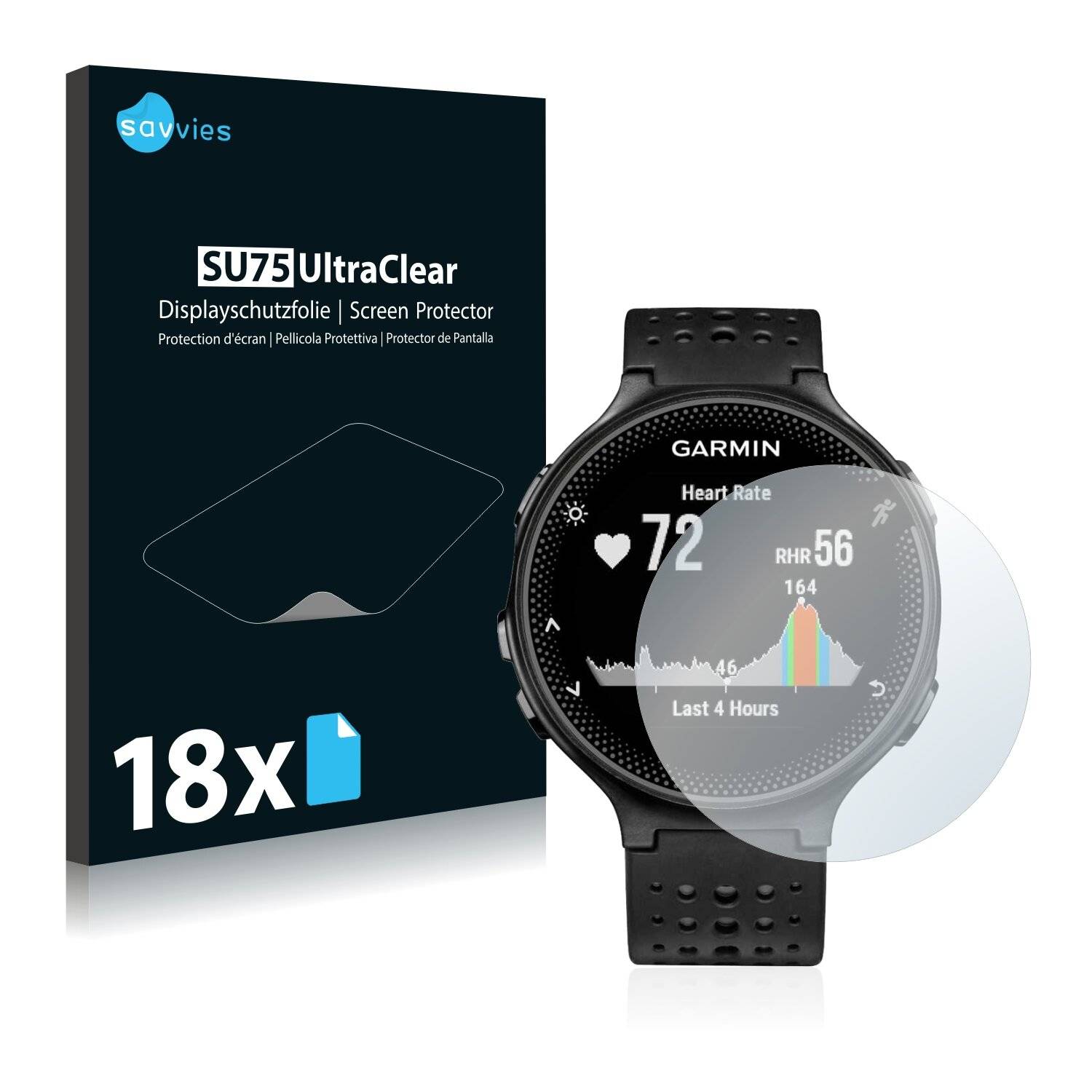 18x Savvies SU75 Displayschutzfolie für Garmin Forerunner