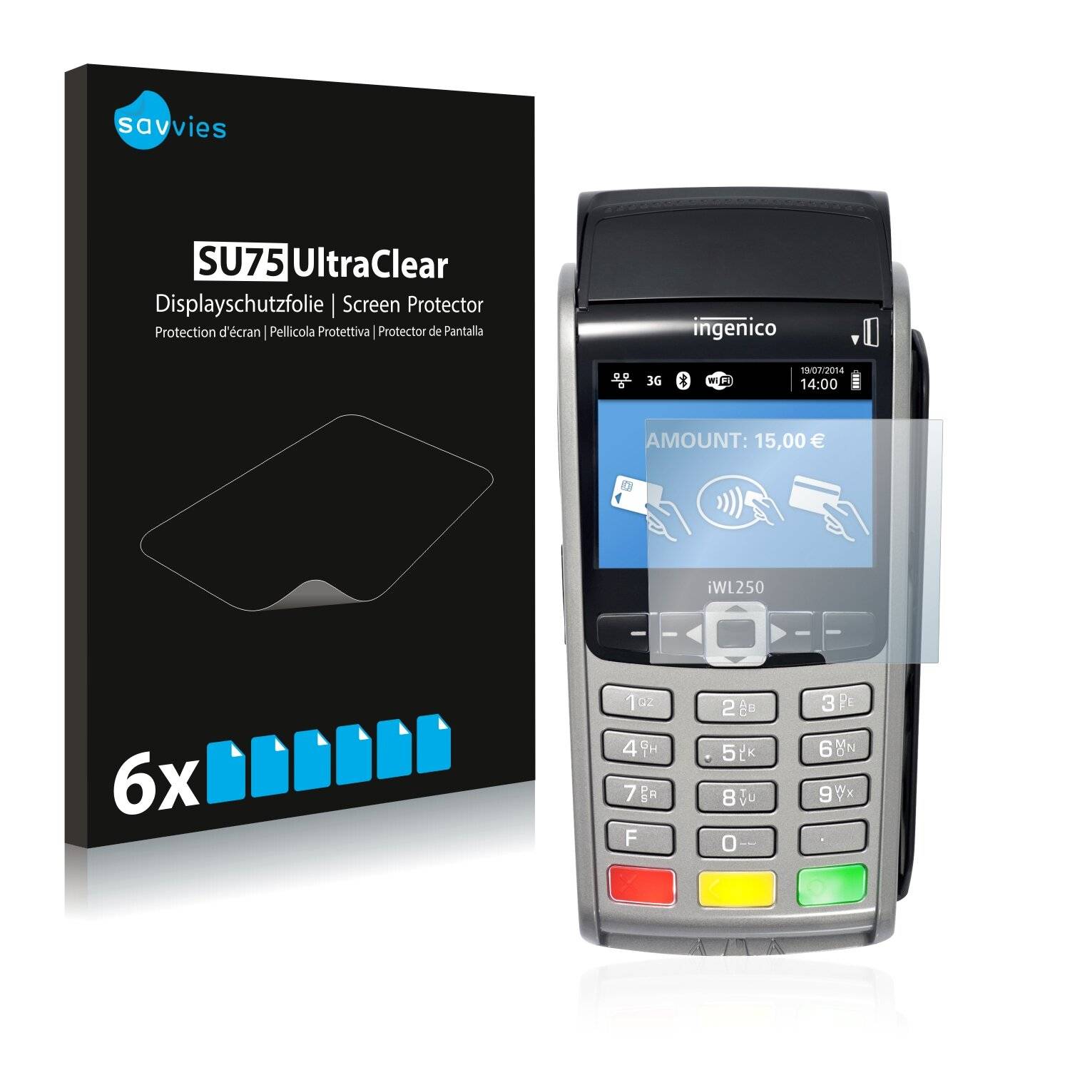 6x Savvies SU75 Displayschutzfolie für ingenico