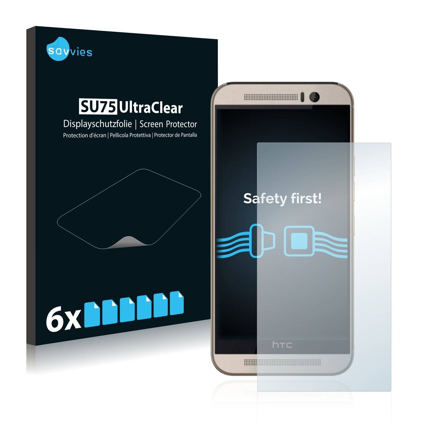 6x Savvies SU75 Displayschutzfolie für HTC One