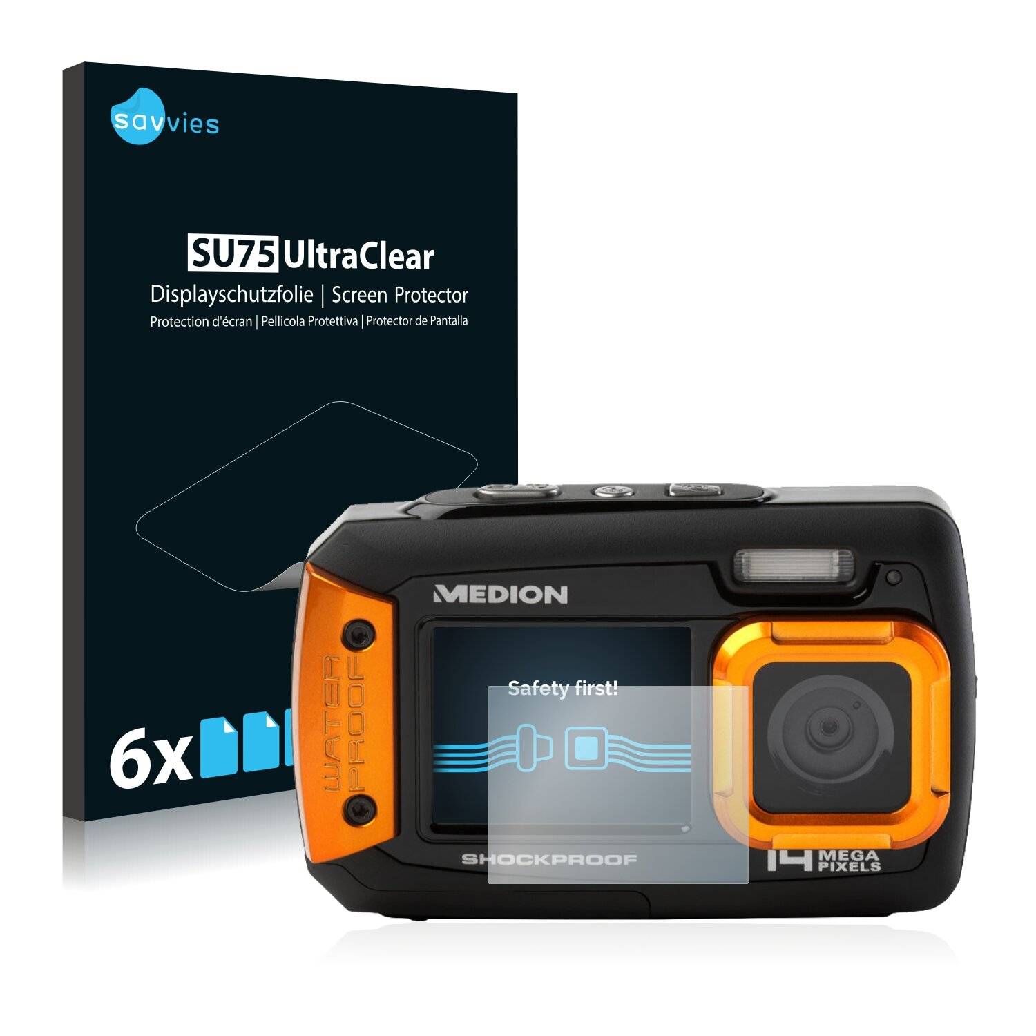 6x Savvies SU75 Displayschutzfolie für Medion Life S43028 (MD 87028)