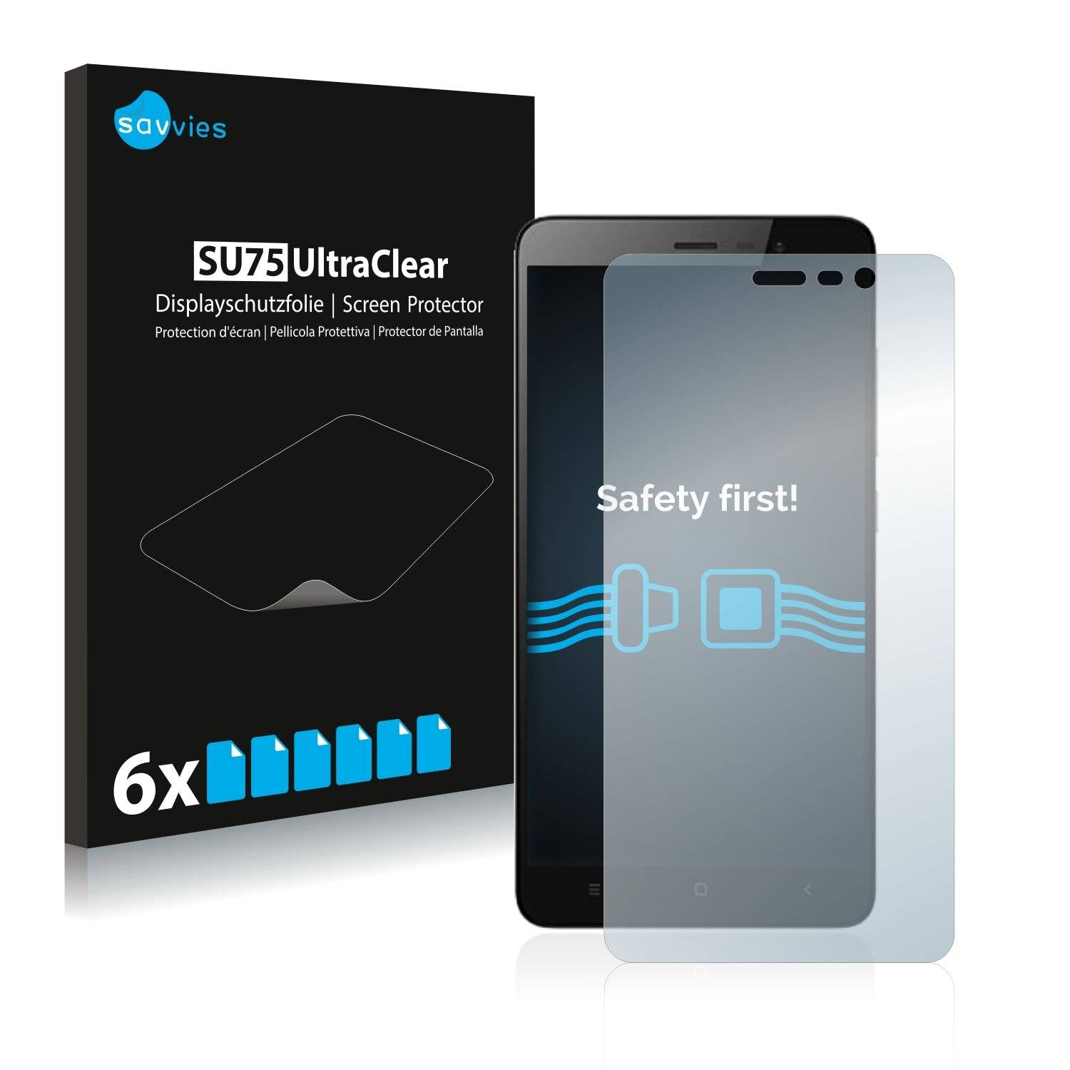 6x Savvies SU75 Displayschutzfolie für Xiaomi Redmi Note
