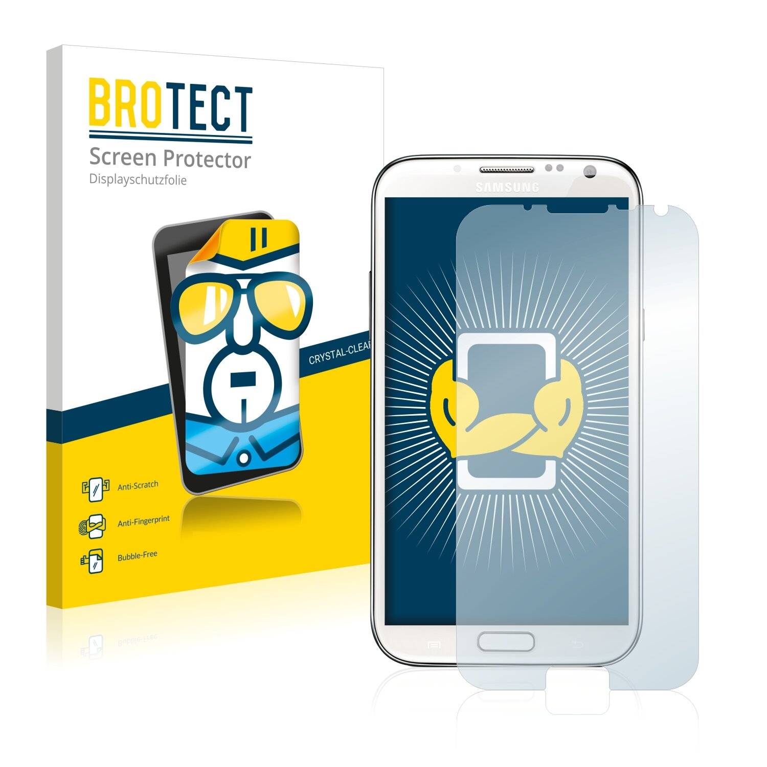 2x BROTECT HD-Clear Displayschutzfolie für Samsung Galaxy Note 2 II