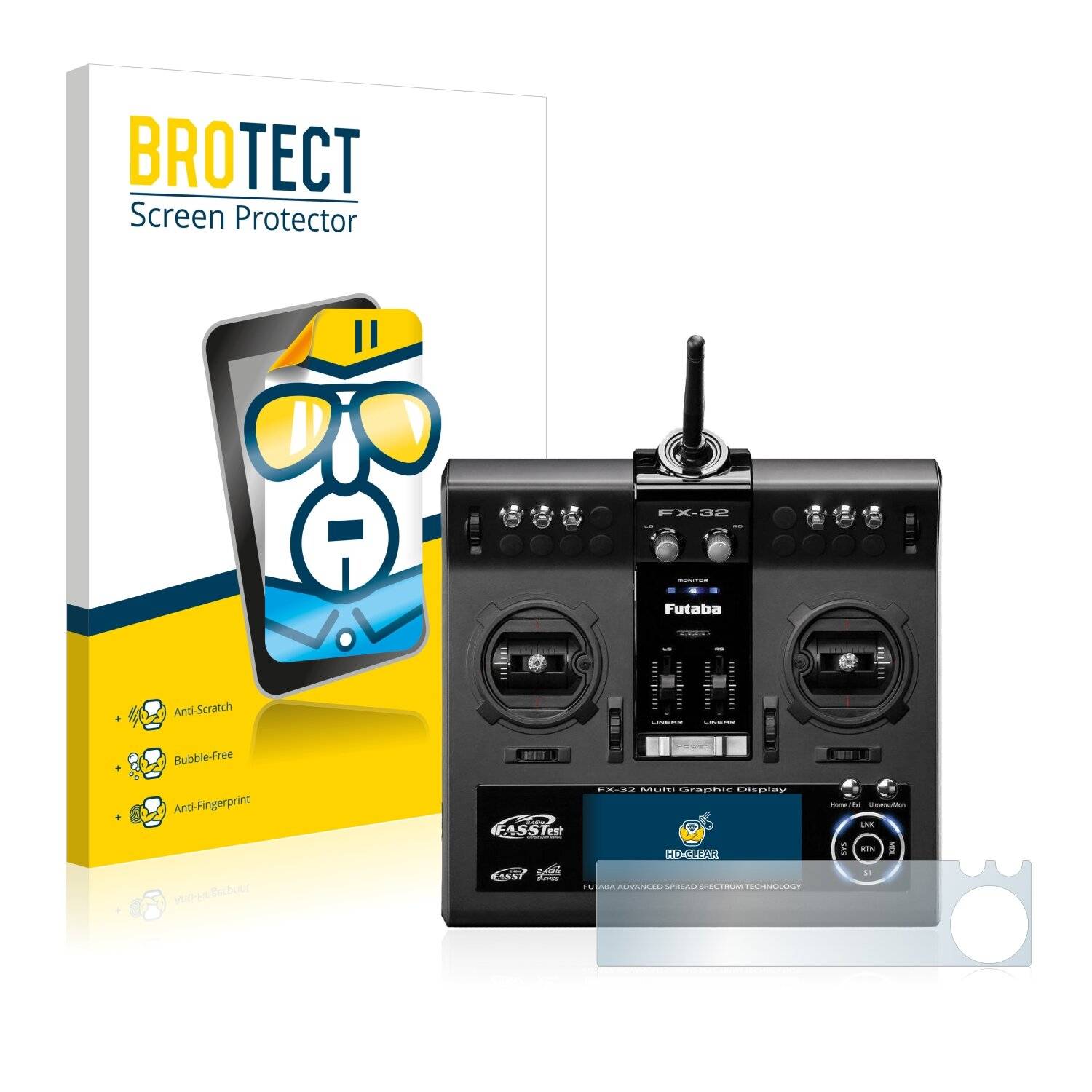 2x BROTECT HD-Clear Displayschutzfolie für Robbe Futaba