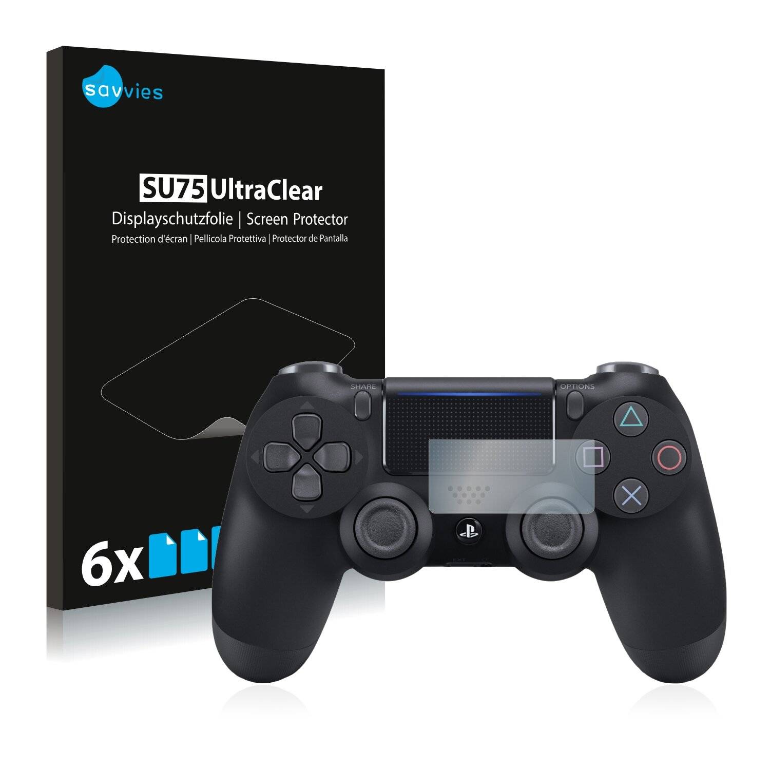 6x Savvies SU75 Displayschutzfolie für Sony PS4 DualShock 4 Controller