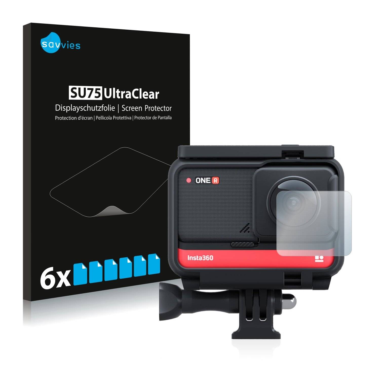 6x Savvies SU75 Displayschutzfolie für Insta360 One R 4K Edition 4K Weitwinkel-Mod