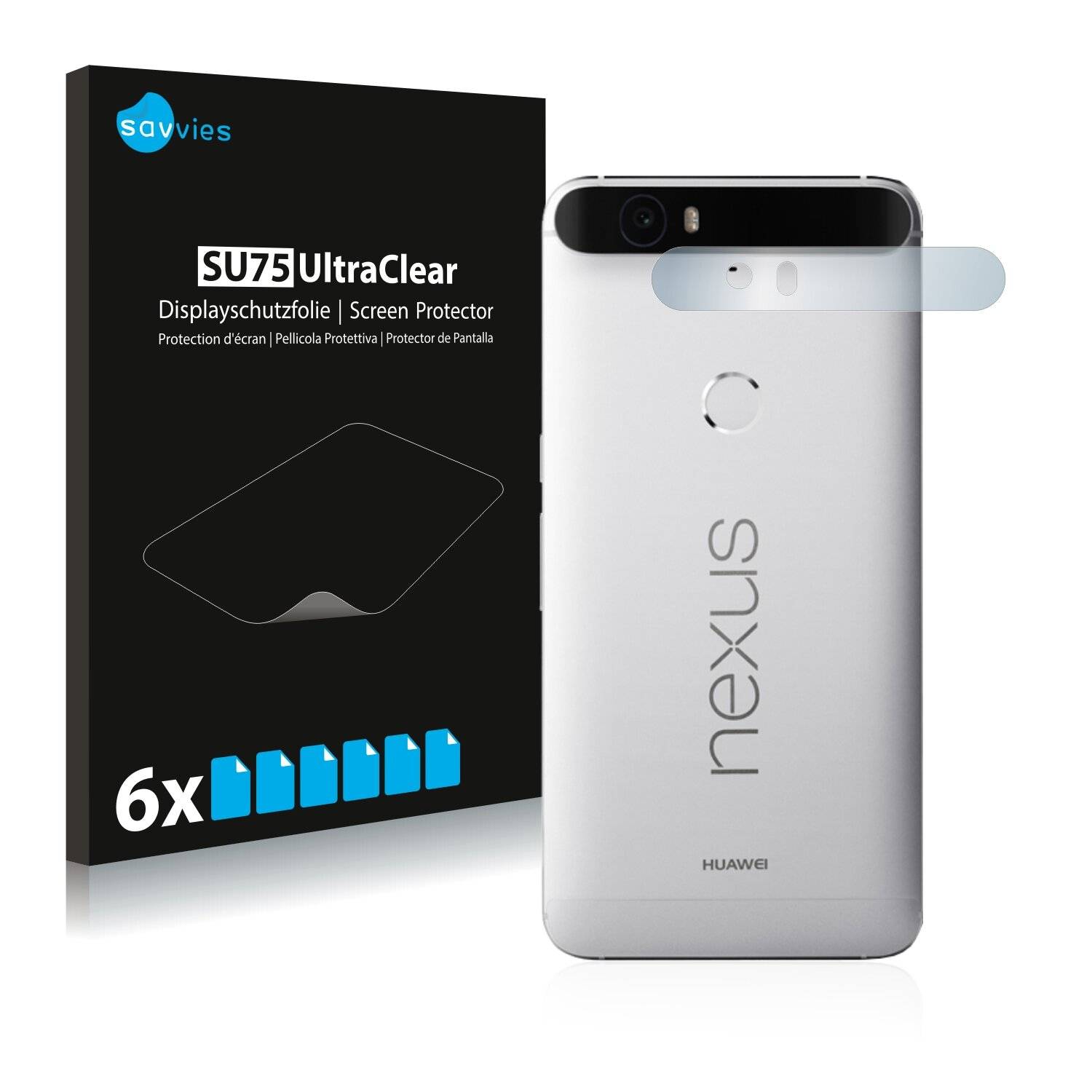 6x Savvies SU75 Displayschutzfolie für Google Nexus 6P (NUR