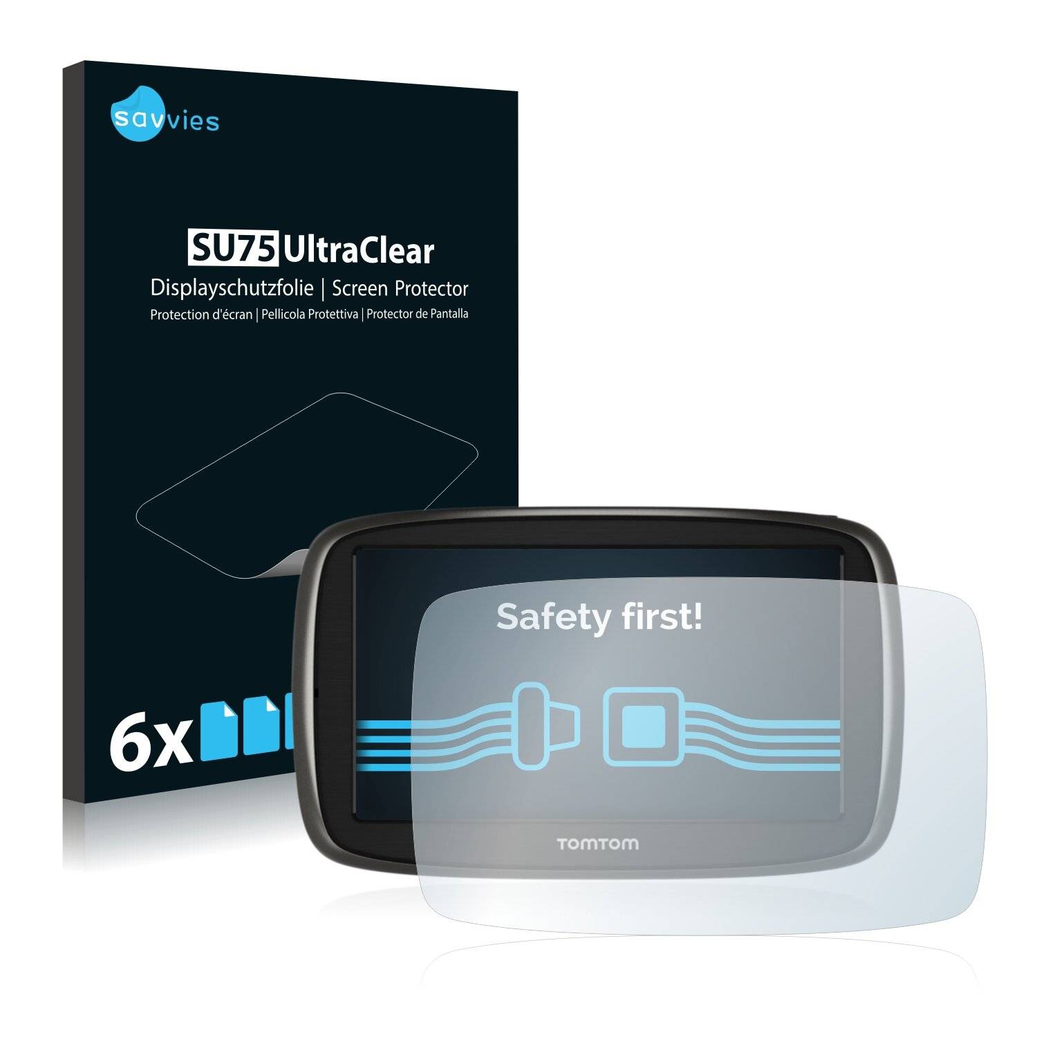 6x Savvies SU75 Displayschutzfolie für TomTom GO 51 Europe