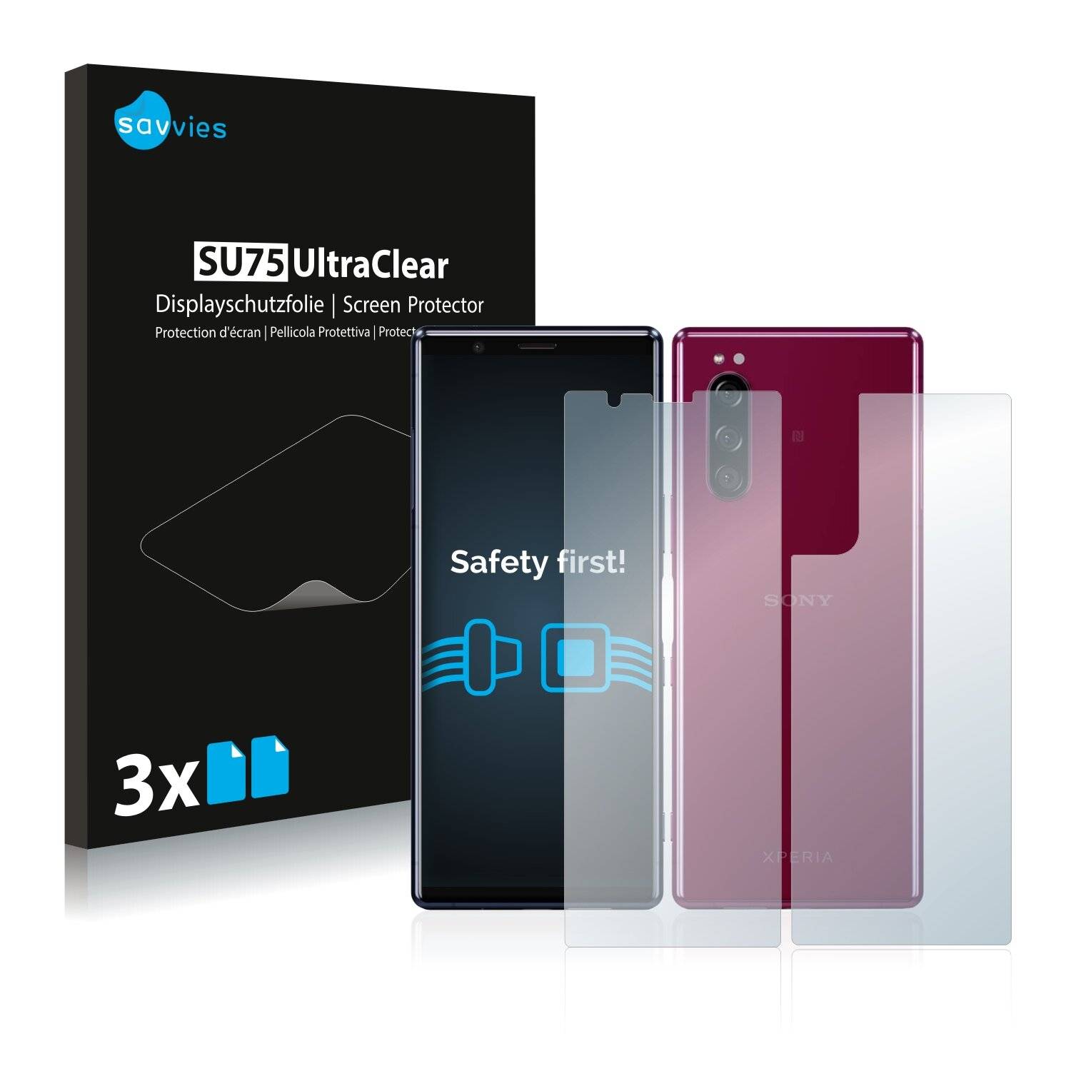 6x Savvies SU75 Displayschutzfolie für Sony Xperia 5 (Vorder +