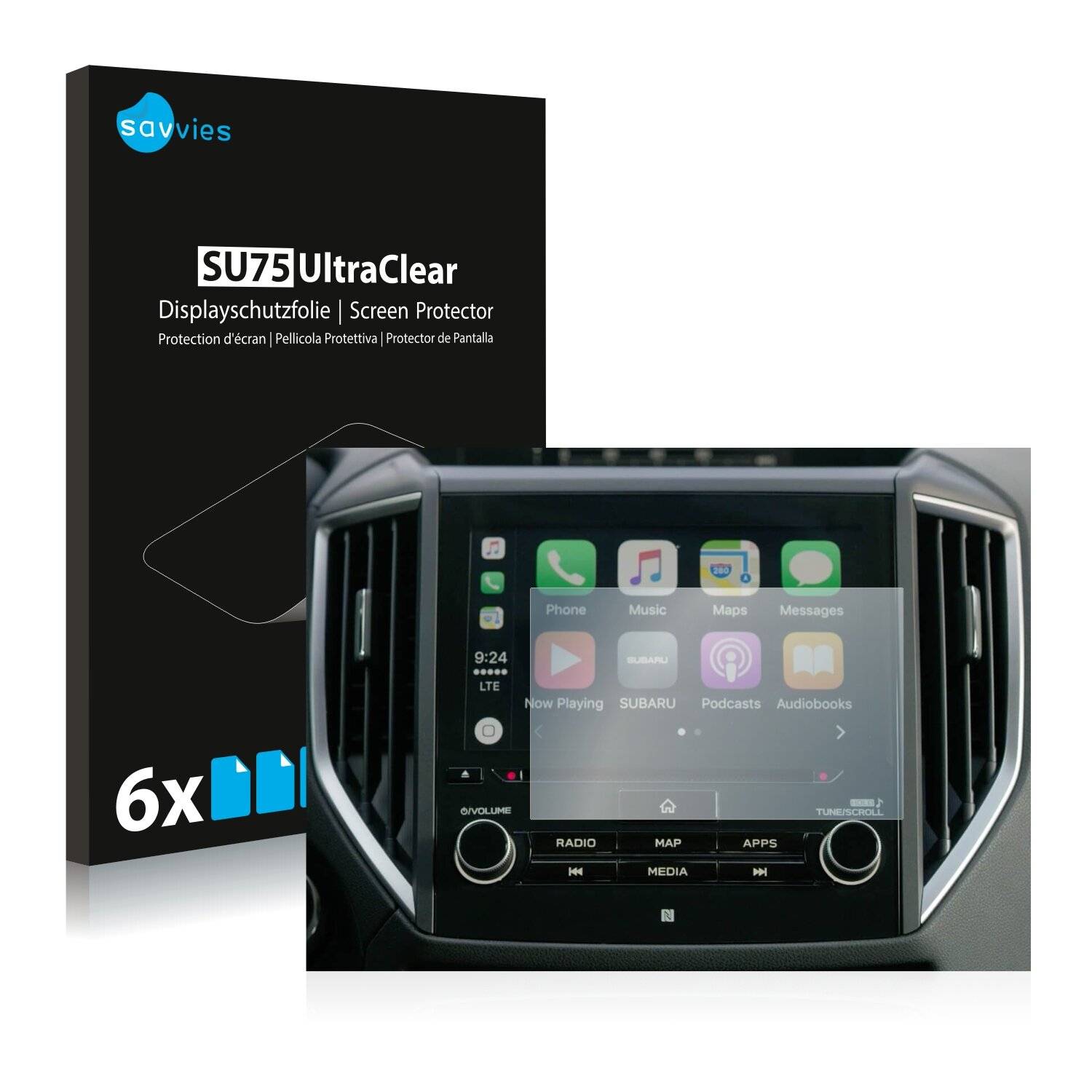 6x Savvies SU75 Displayschutzfolie für Subaru Ascent Starlink 8