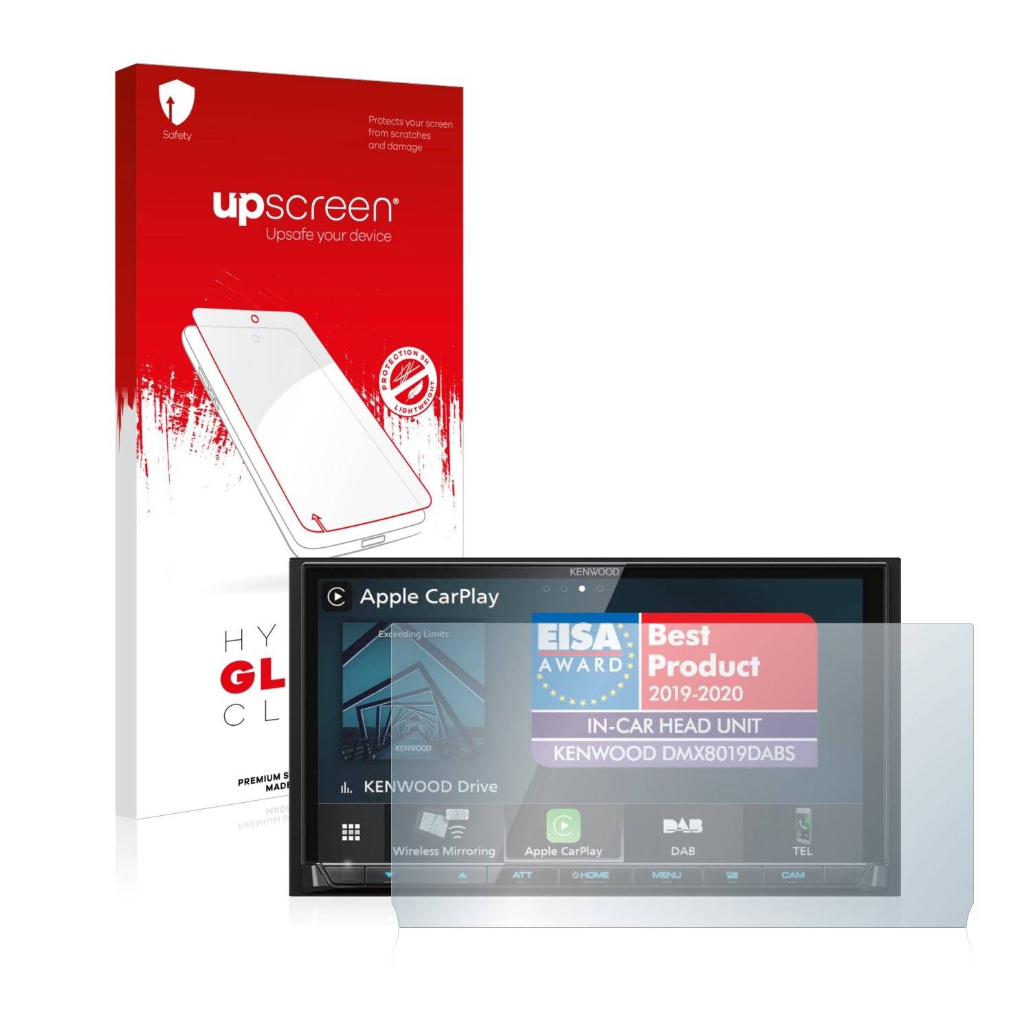 upscreen Hybrid Glass Clear Premium Schutzglas Folie für Kenwood DMX8019DABS (mit