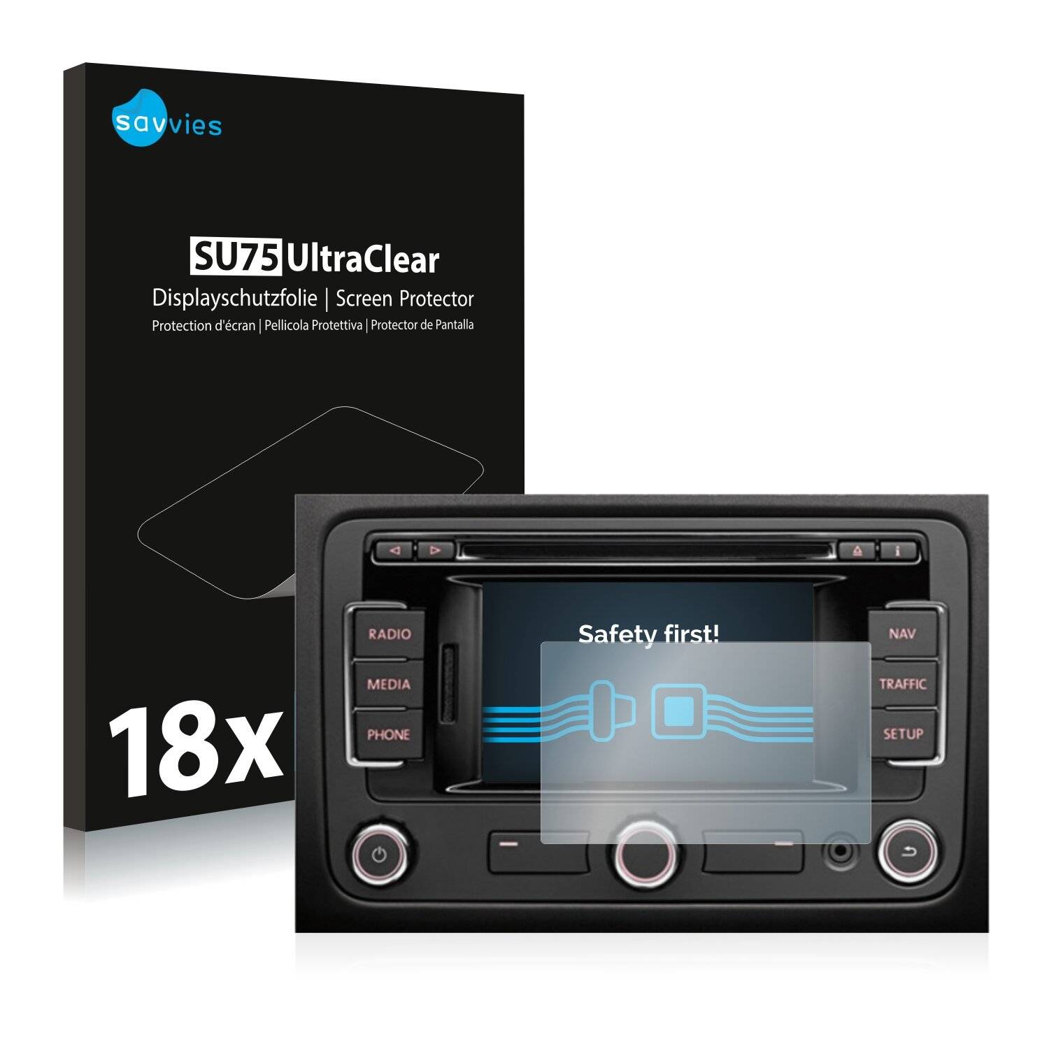 18x Savvies SU75 Displayschutzfolie für Volkswagen Eos 1F 2006-2015 RNS 315