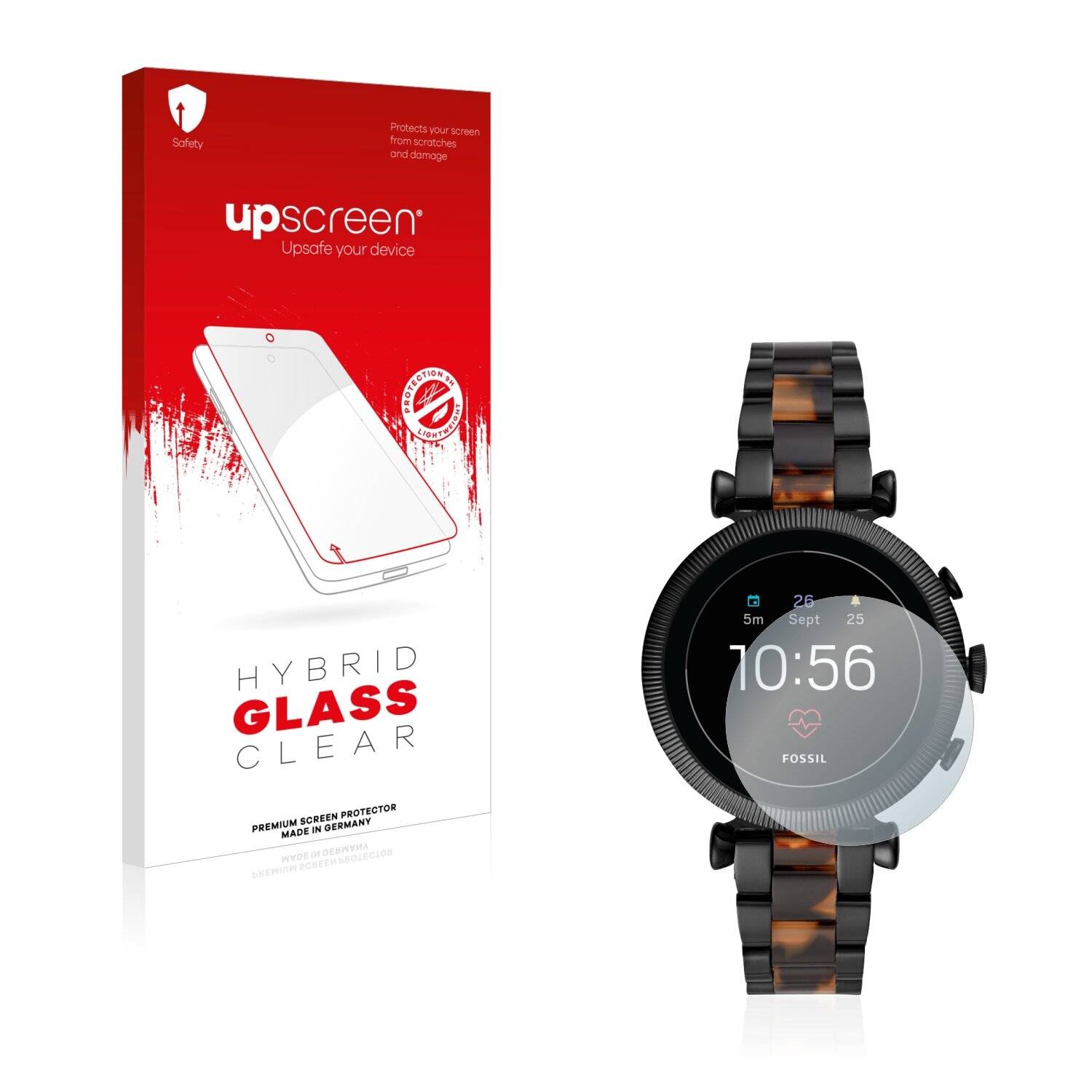 upscreen Hybrid Glass Clear Premium Schutzglas Folie für Fossil Sloan HR