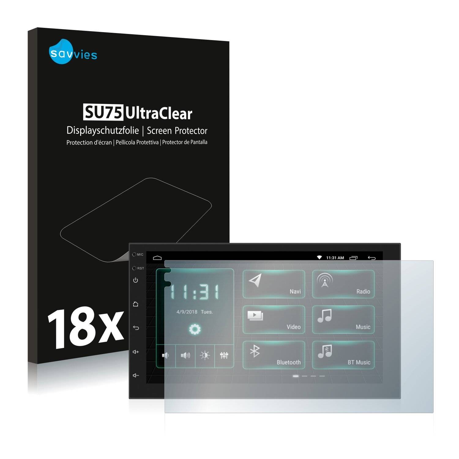 18x Savvies SU75 Displayschutzfolie für Phonocar MediaStation