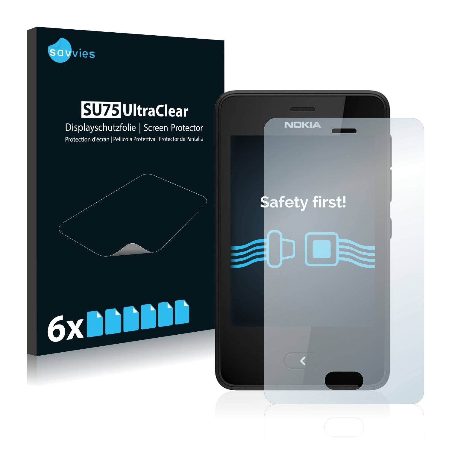 6x Savvies SU75 Displayschutzfolie für Nokia Asha 501 Dual