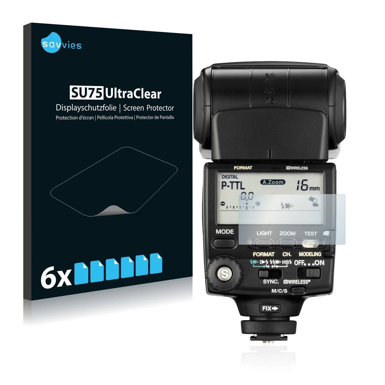6x Savvies SU75 Displayschutzfolie für Pentax AF-540