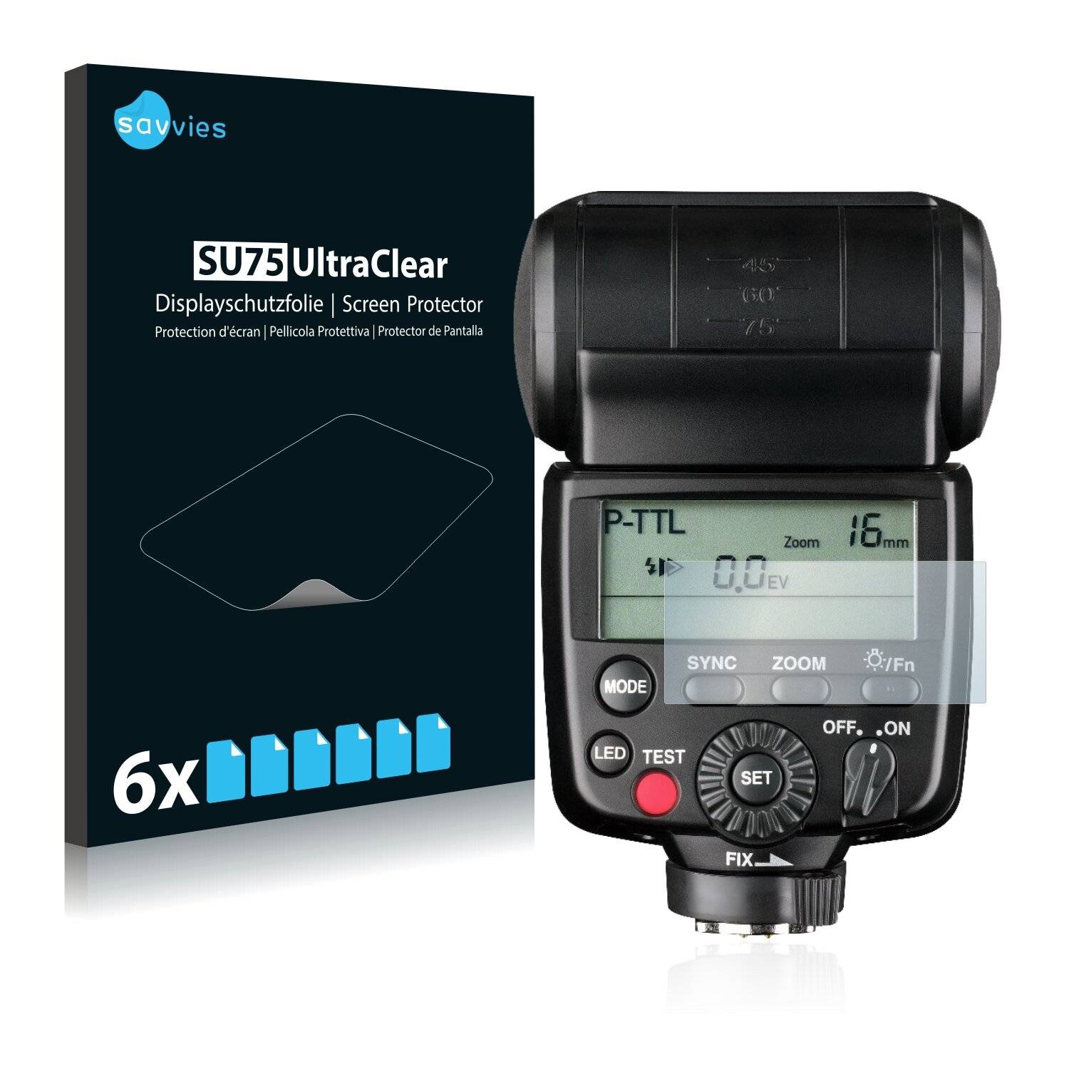 6x Savvies SU75 Displayschutzfolie für Pentax AF-540 FGZ