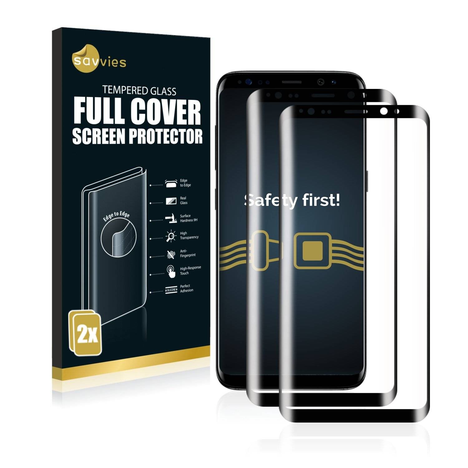 2x Savvies® Xtreme Glass 3D Full Cover Schutzglas für Samsung Galaxy S8 (black)