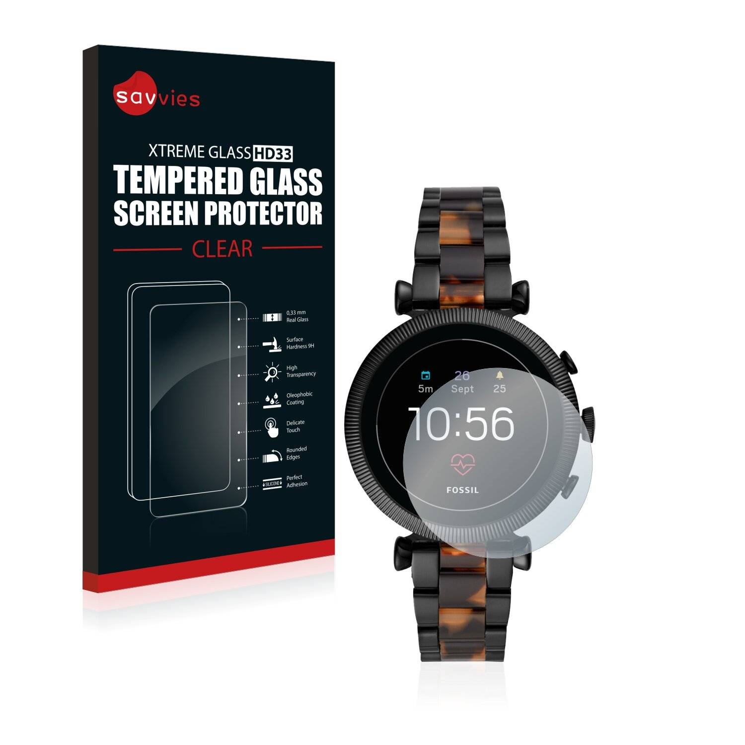 Savvies HD33 Clear Schutzglas für Fossil Sloan HR