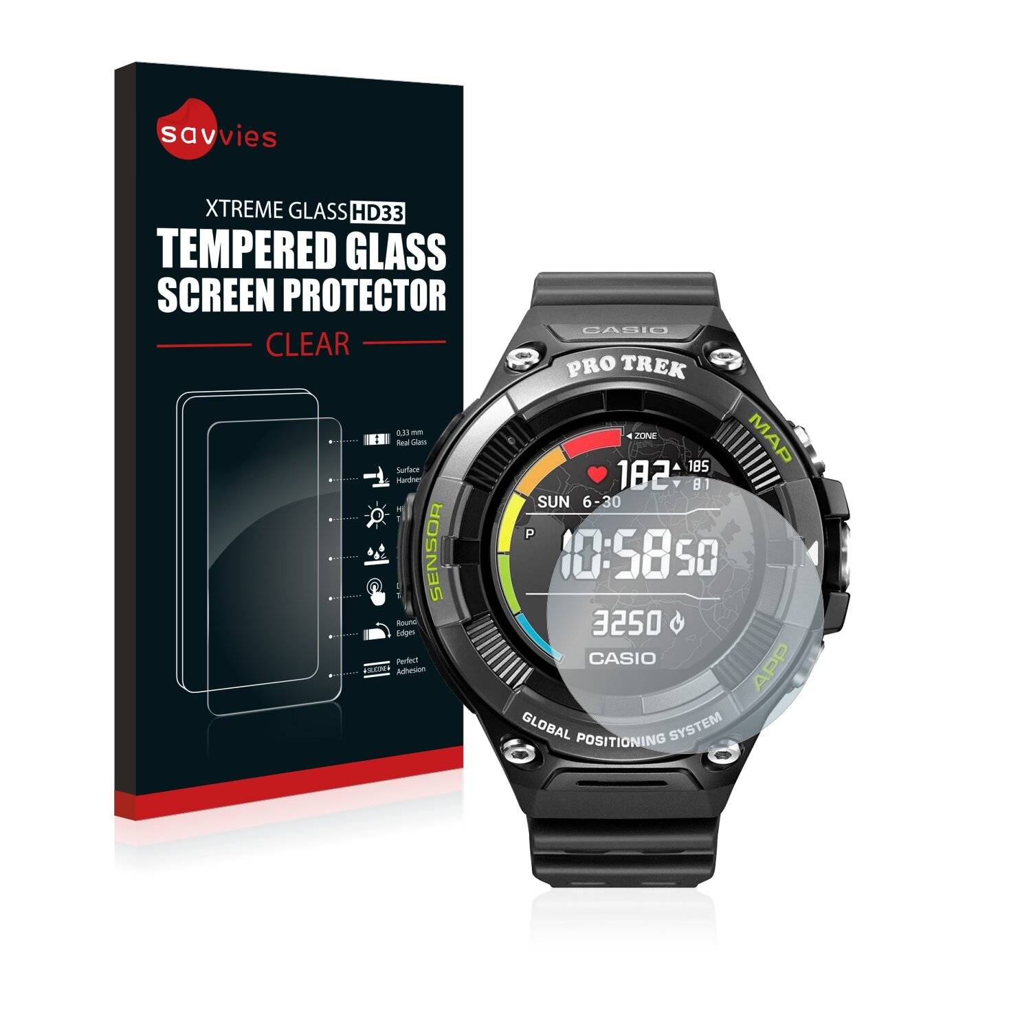 Savvies HD33 Clear Schutzglas für Casio