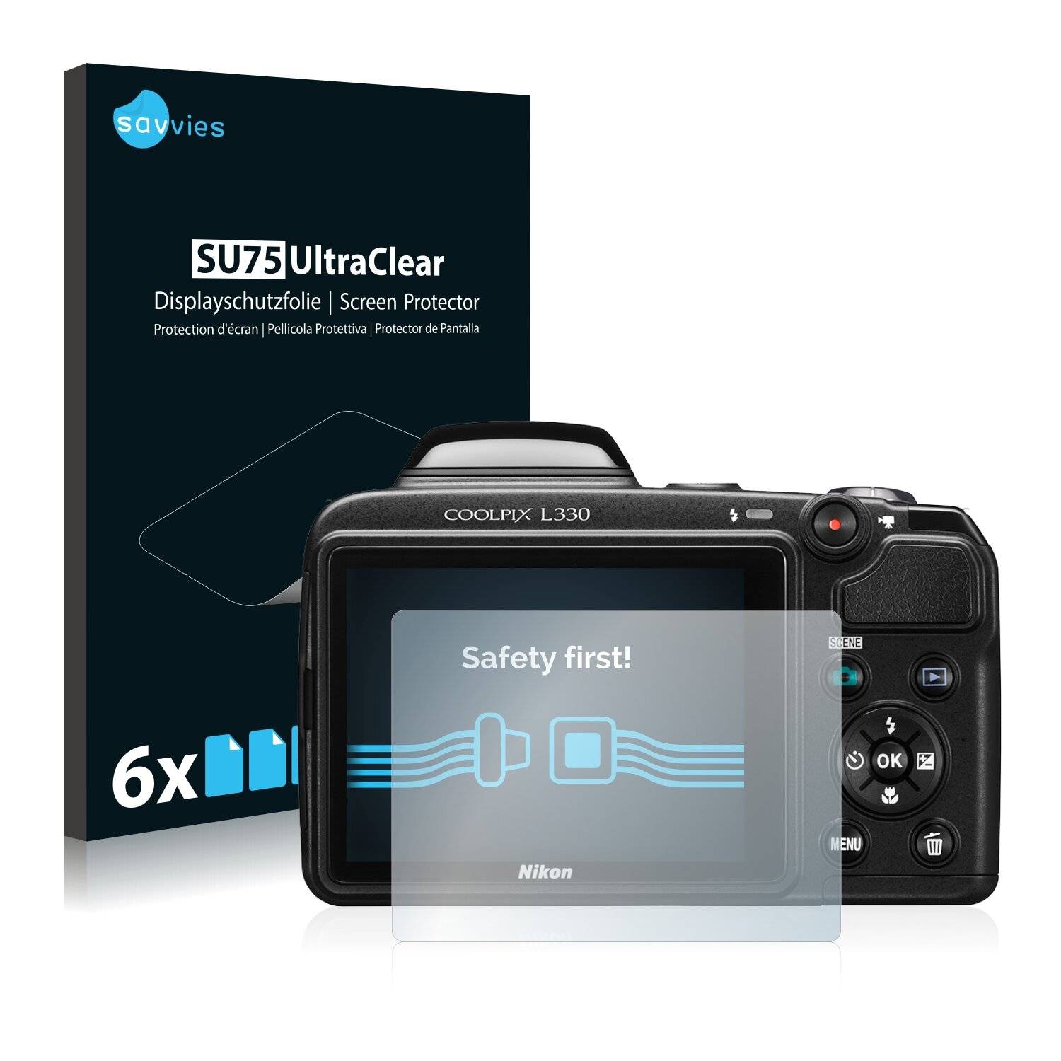 6x Savvies SU75 Displayschutzfolie für Nikon Coolpix