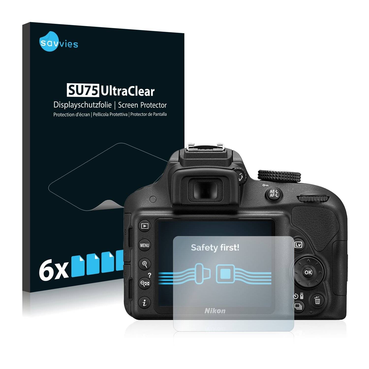 6x Savvies SU75 Displayschutzfolie für Nikon