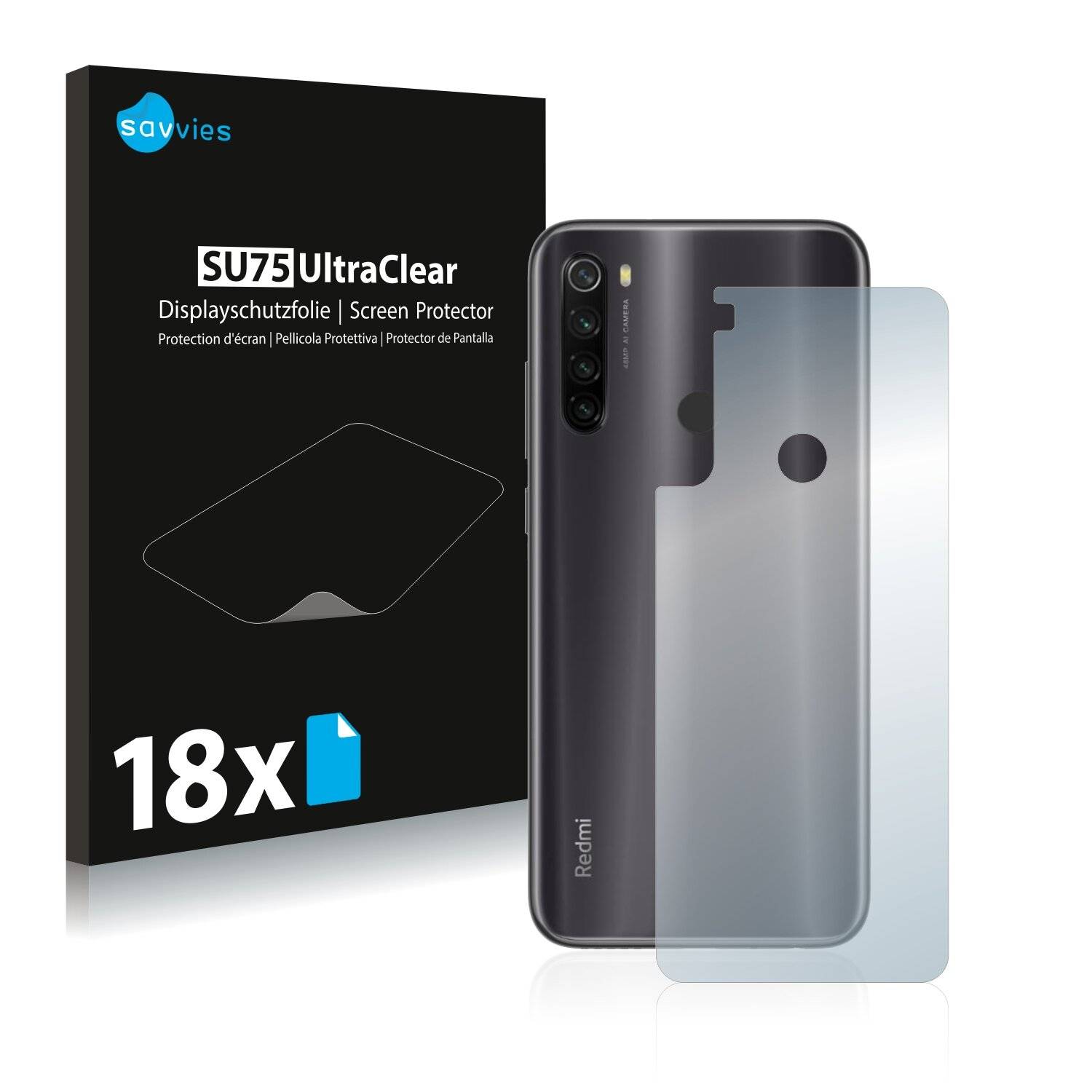 18x Savvies SU75 Displayschutzfolie für Xiaomi Redmi Note 8T