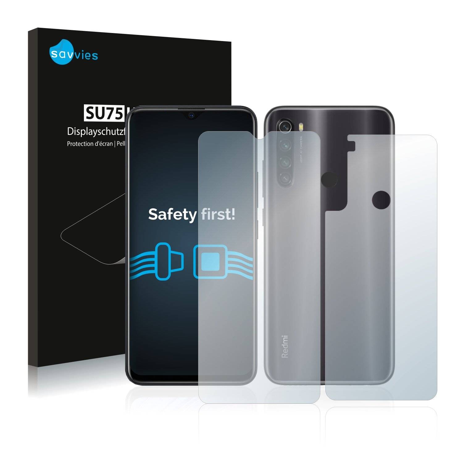 18x Savvies SU75 Displayschutzfolie für Xiaomi Redmi Note 8T (Vorder +