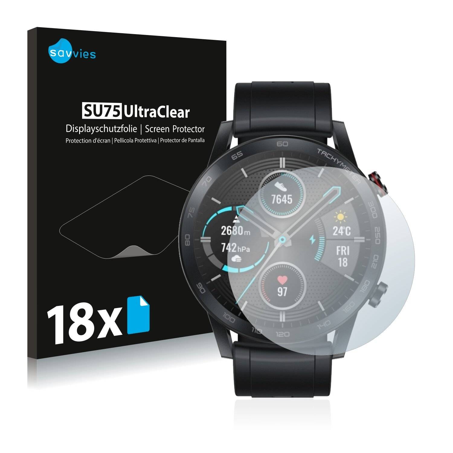 18x Savvies SU75 Displayschutzfolie für Honor Watch Magic 2 (46