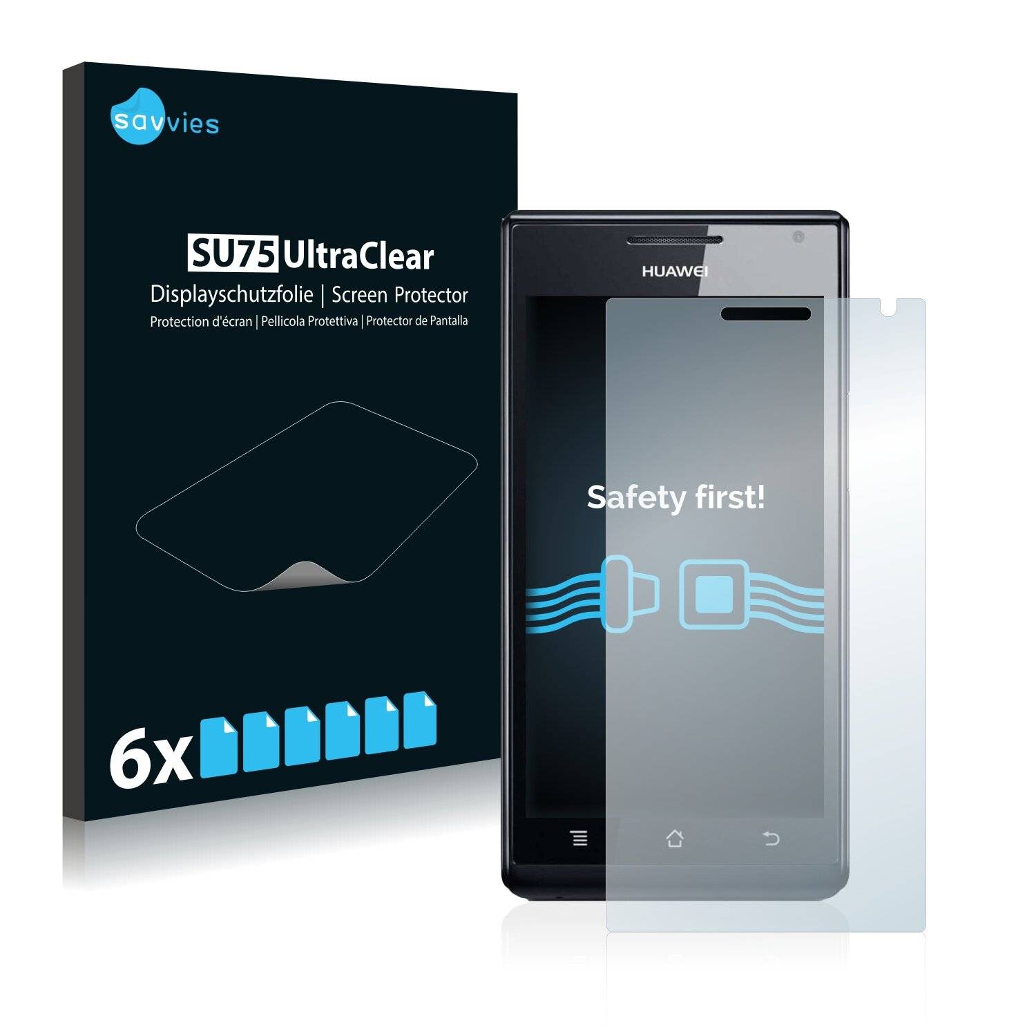 6x Savvies SU75 Displayschutzfolie für Huawei Ascend P1