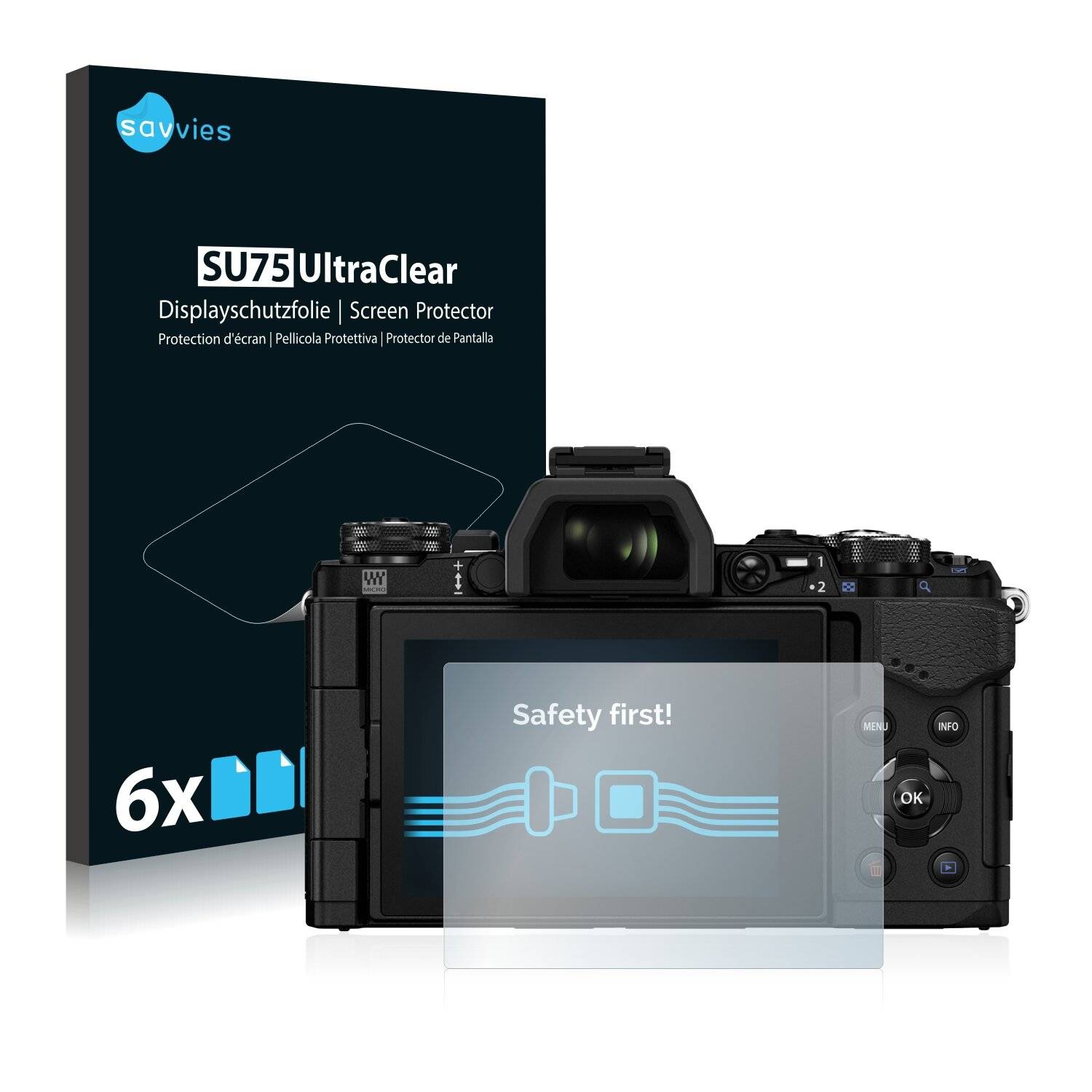 6x Savvies SU75 Displayschutzfolie für Olympus OM-D E-M5 Mark